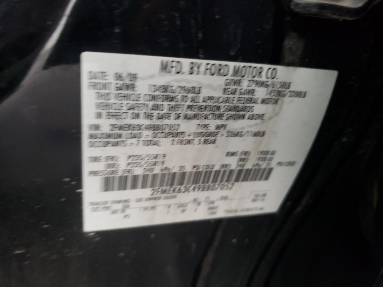 Photo 10 from auction – 2009 FORD FLEX LIMIT with VIN 2FMEK63C49BB07052