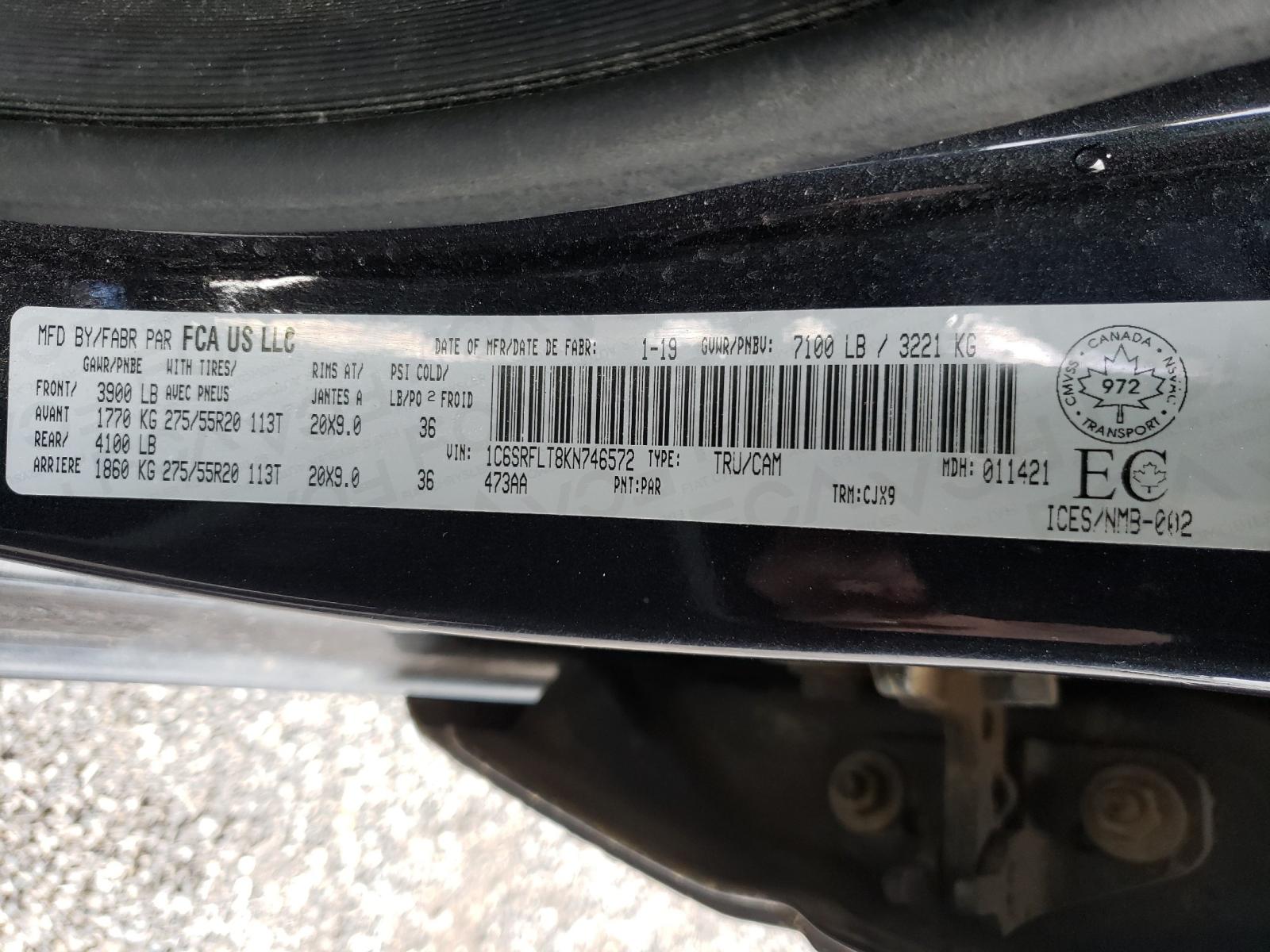 Photo 11 from auction – 2019 RAM 1500 REBEL with VIN 1C6SRFLT8KN746572