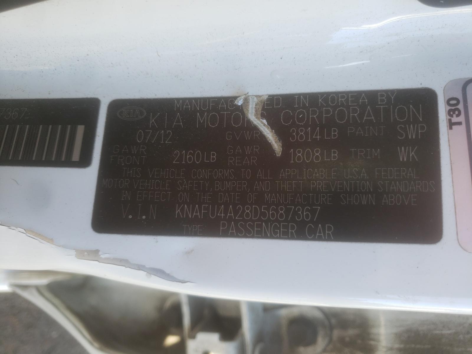Photo 10 from auction – 2013 KIA FORTE EX with VIN KNAFU4A28D5687367