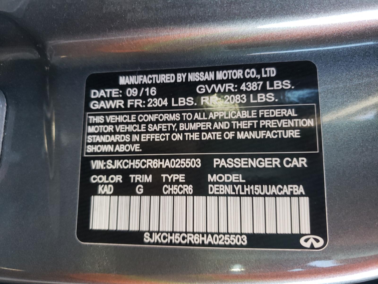 Photo 10 from auction – 2017 INFINITI QX30 BASE with VIN SJKCH5CR6HA025503