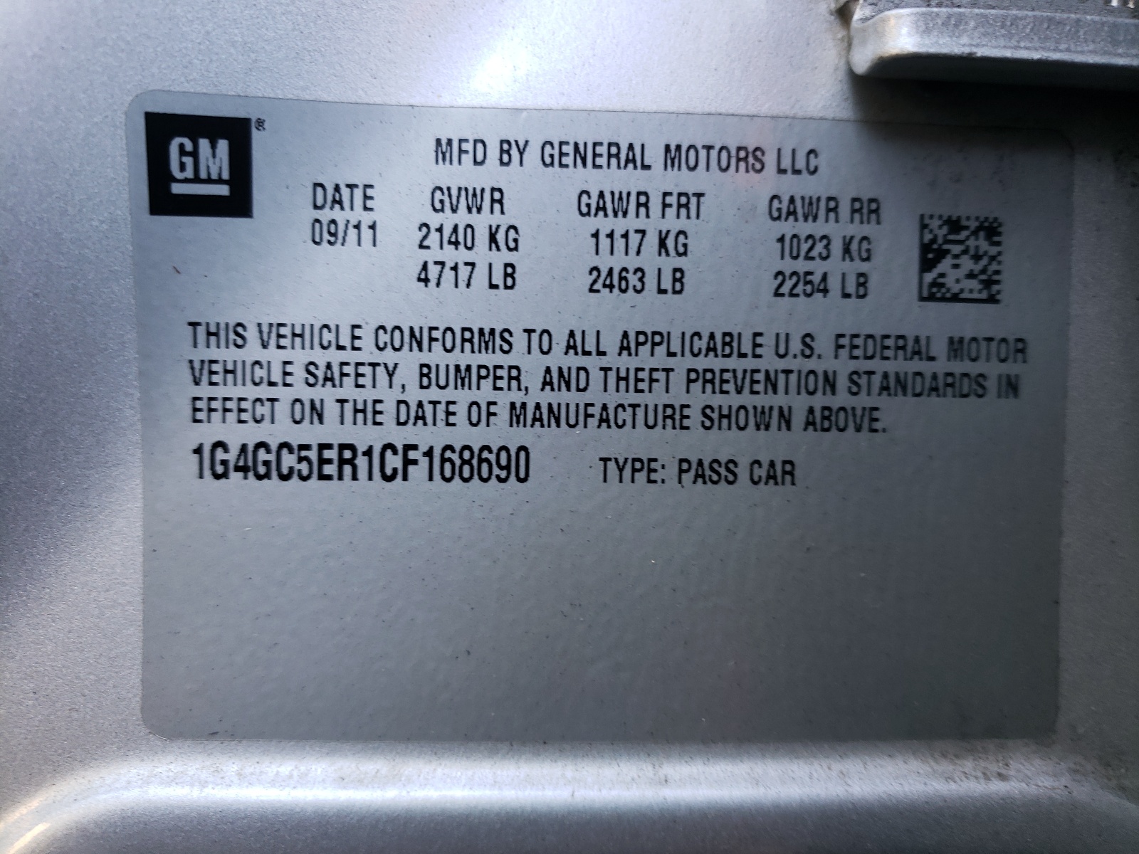 Photo 10 from auction – 2012 BUICK LACROSSE with VIN 1G4GC5ER1CF168690