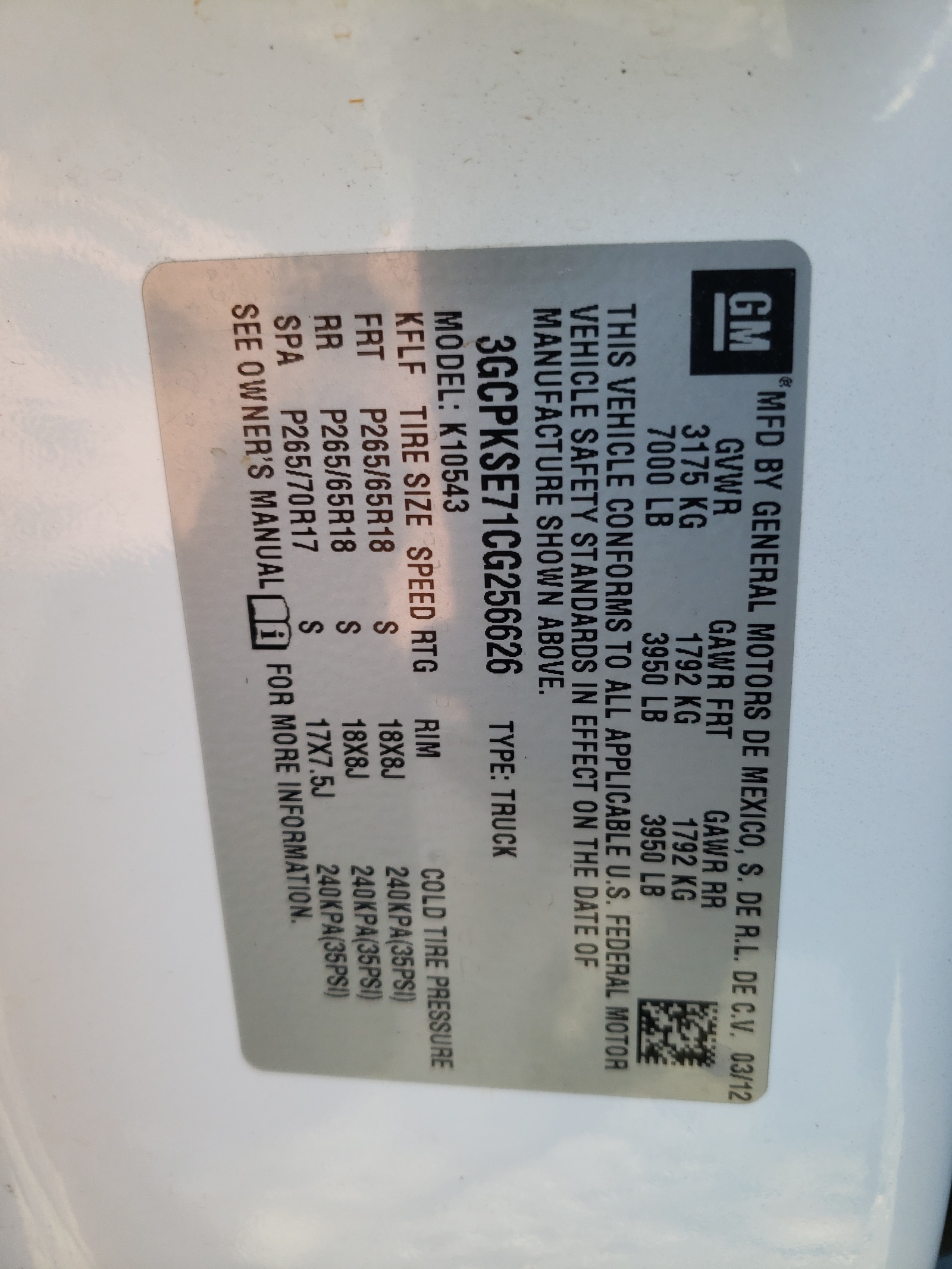 Photo 10 from auction – 2012 CHEVROLET SILVERADO with VIN 3GCPKSE71CG256626