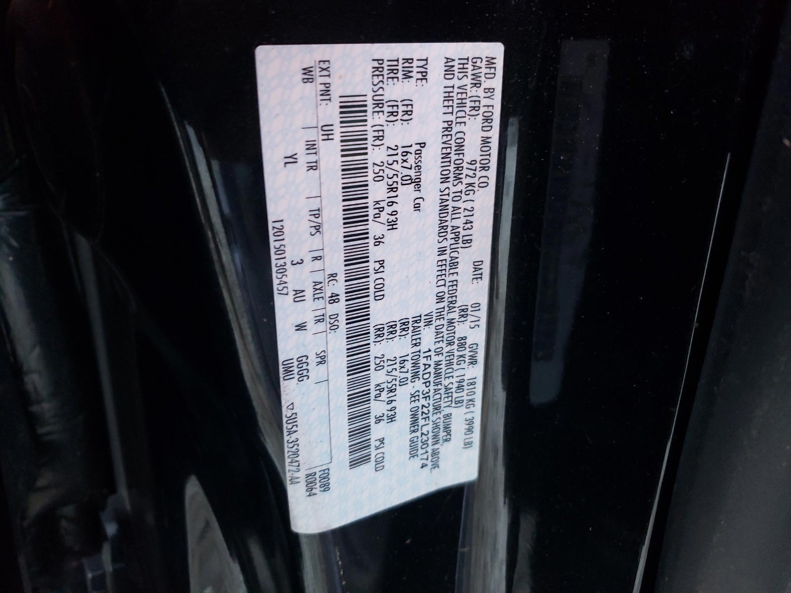 Photo 10 from auction – 2015 FORD FOCUS SE with VIN 1FADP3F22FL230174