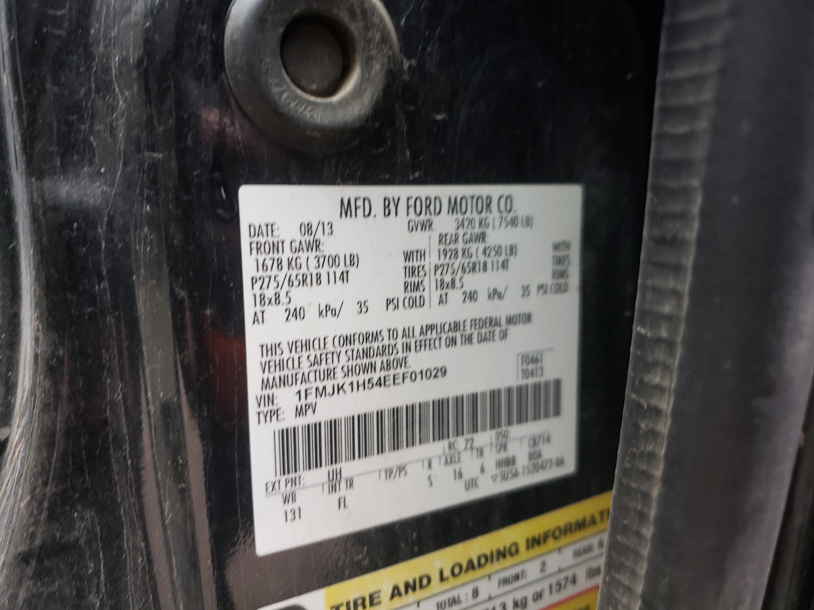 Photo 10 from auction – 2014 FORD EXPEDITION with VIN 1FMJK1H54EEF01029