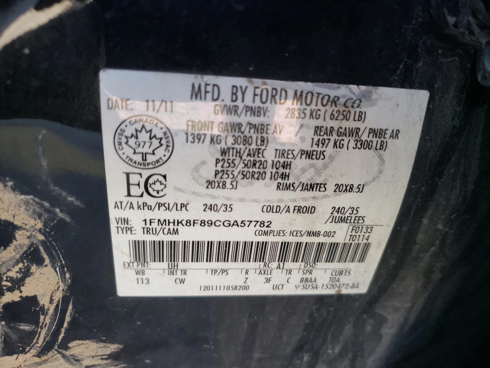 Photo 10 from auction – 2012 FORD EXPLORER L with VIN 1FMHK8F89CGA57782