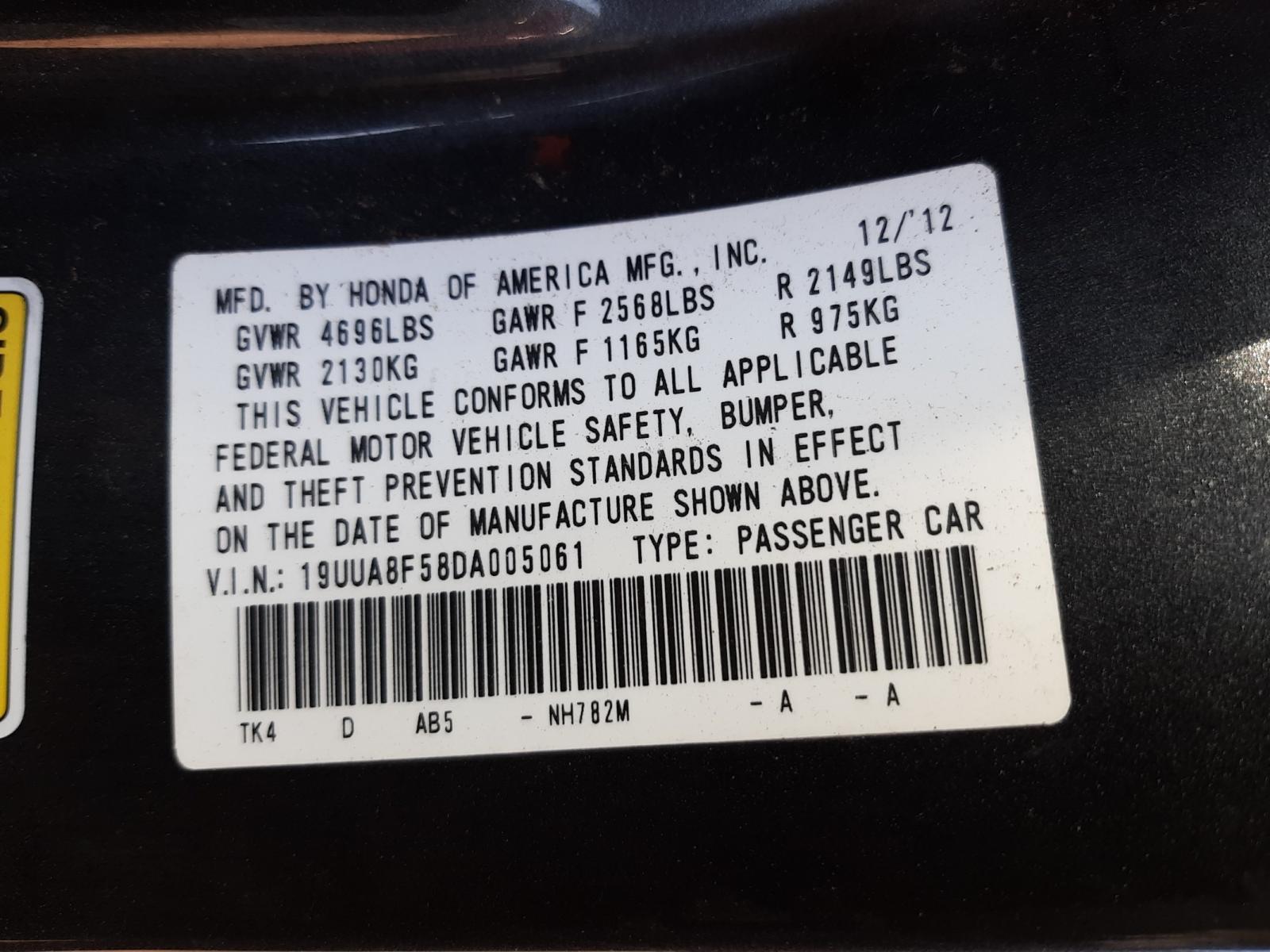 Photo 10 from auction – 2013 ACURA TL TECH with VIN 19UUA8F58DA005061
