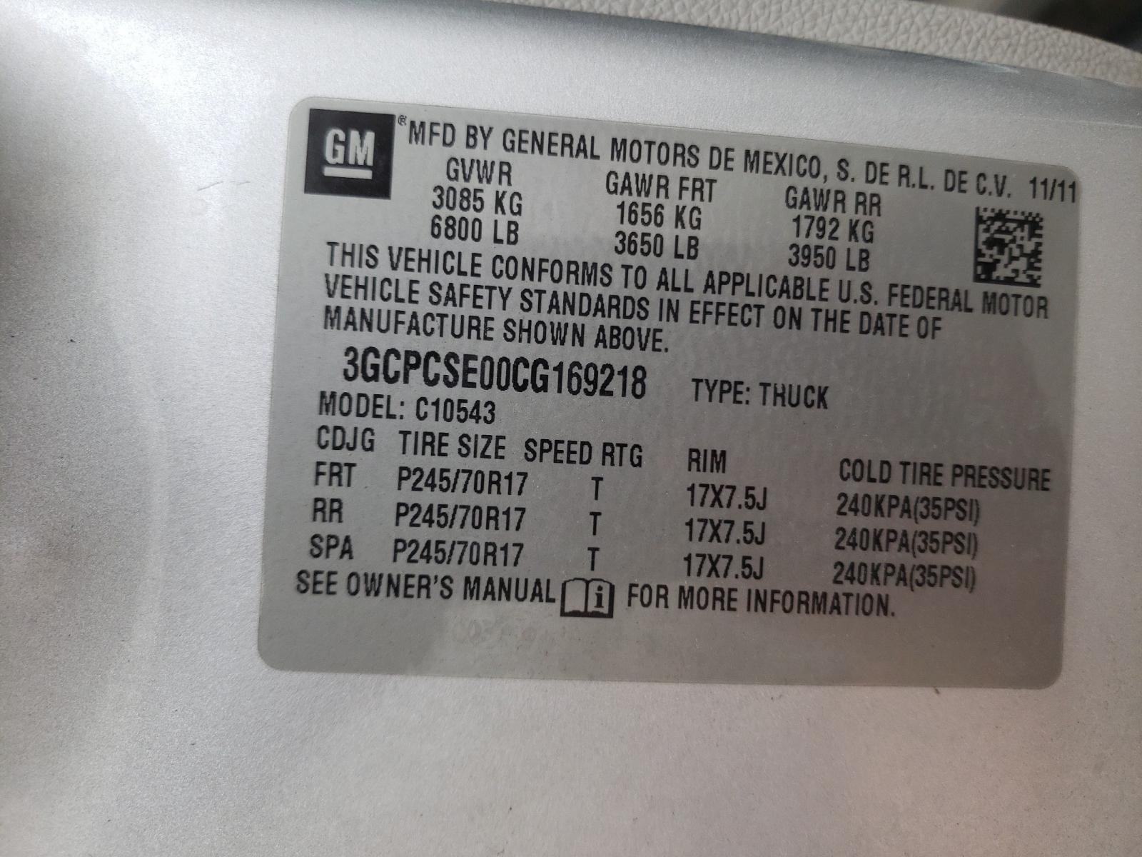Photo 10 from auction – 2012 CHEVROLET SILVERADO with VIN 3GCPCSE00CG169218