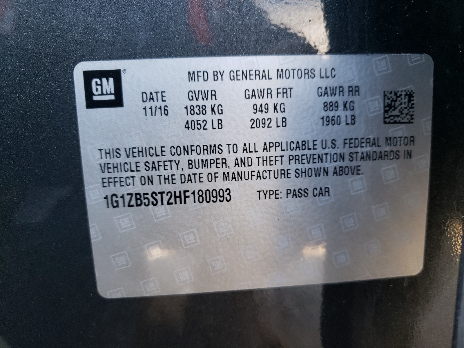 Photo 10 from auction – 2017 CHEVROLET MALIBU LS with VIN 1G1ZB5ST2HF180993