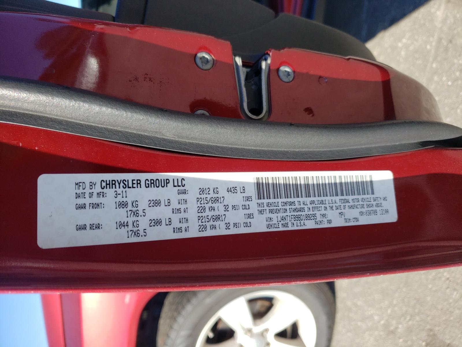 Photo 10 from auction – 2011 JEEP COMPASS SP with VIN 1J4NT1FB9BD189295