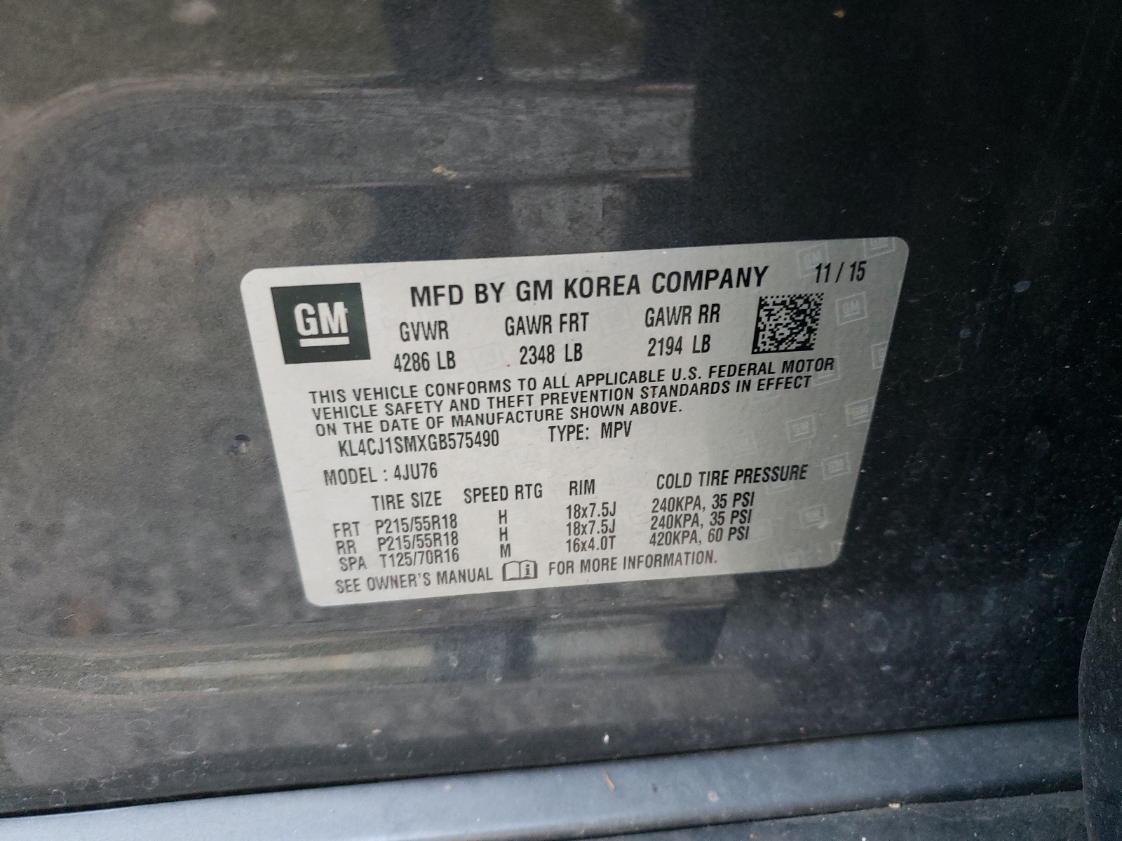 Zdjęcie 10 z aukcji – 2016 BUICK ENCORE SPO z VIN KL4CJ1SMXGB575490