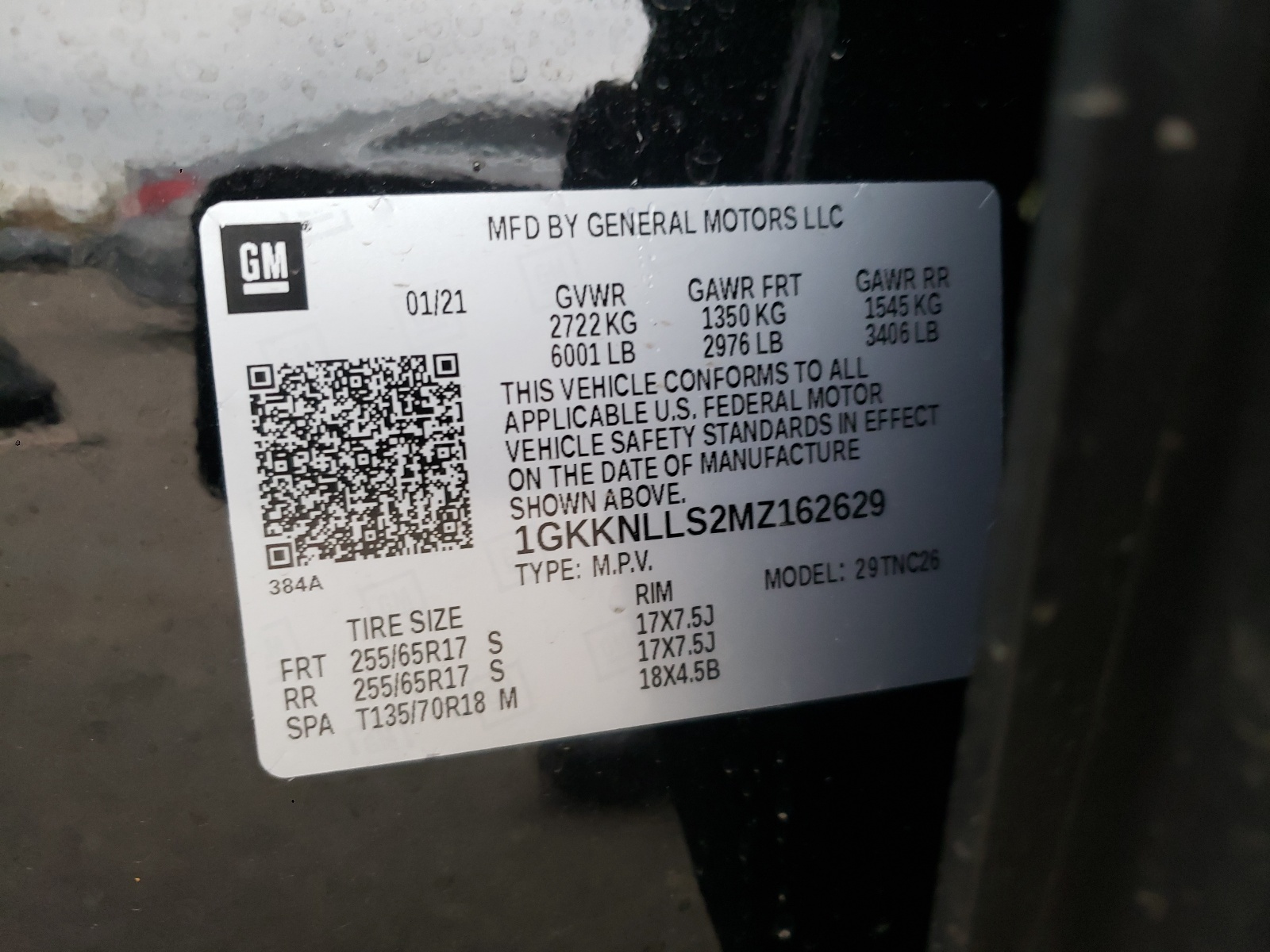 Photo 10 from auction – 2021 GMC ACADIA AT4 with VIN 1GKKNLLS2MZ162629