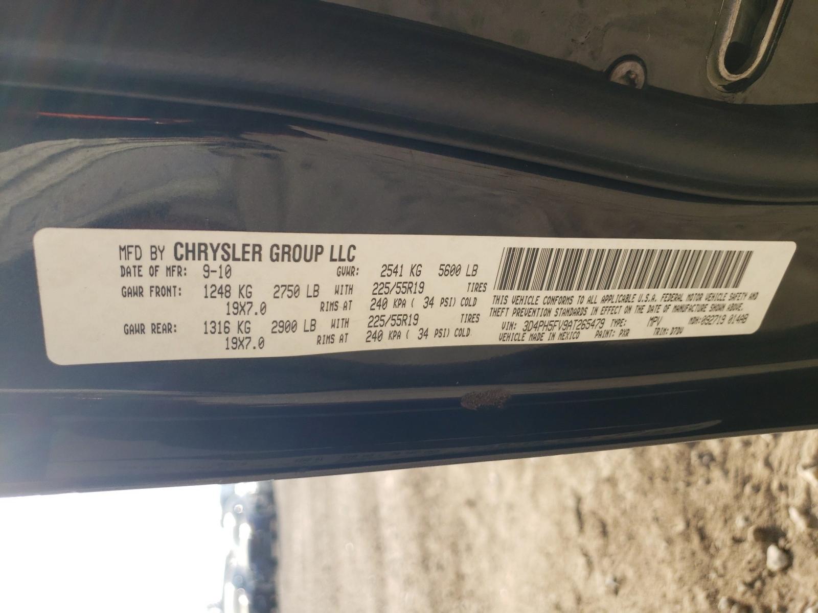 Photo 10 from auction – 2010 DODGE JOURNEY CR with VIN 3D4PH5FV9AT265479