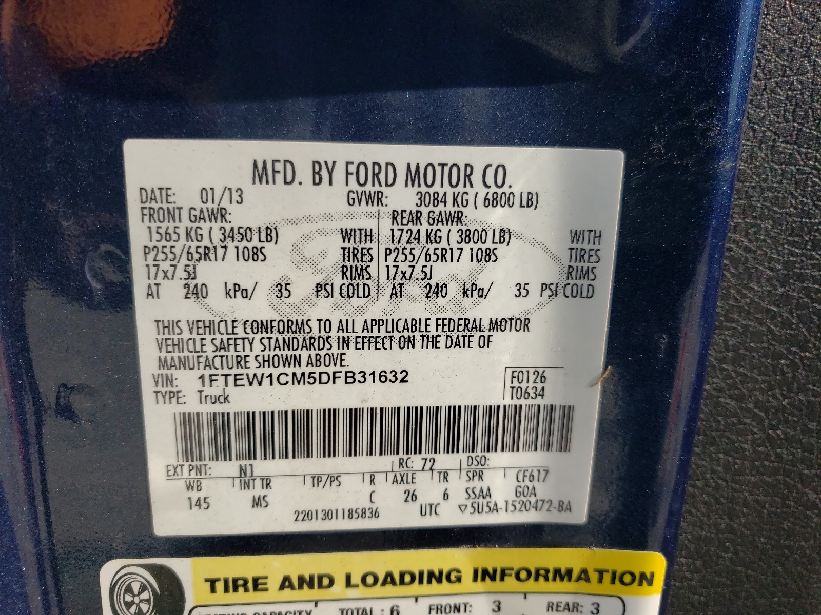 Photo 10 from auction – 2013 FORD F150 SUPER with VIN 1FTEW1CM5DFB31632