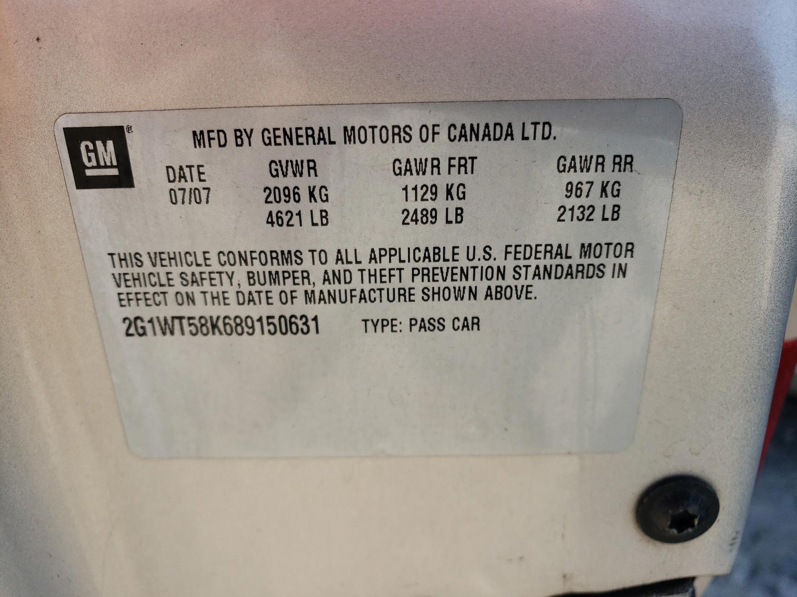 Photo 10 from auction – 2008 CHEVROLET IMPALA LT with VIN 2G1WT58K689150631