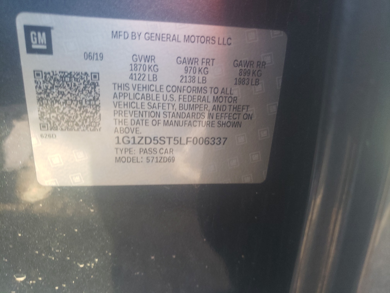 Photo 10 from auction – 2020 CHEVROLET MALIBU LT with VIN 1G1ZD5ST5LF006337