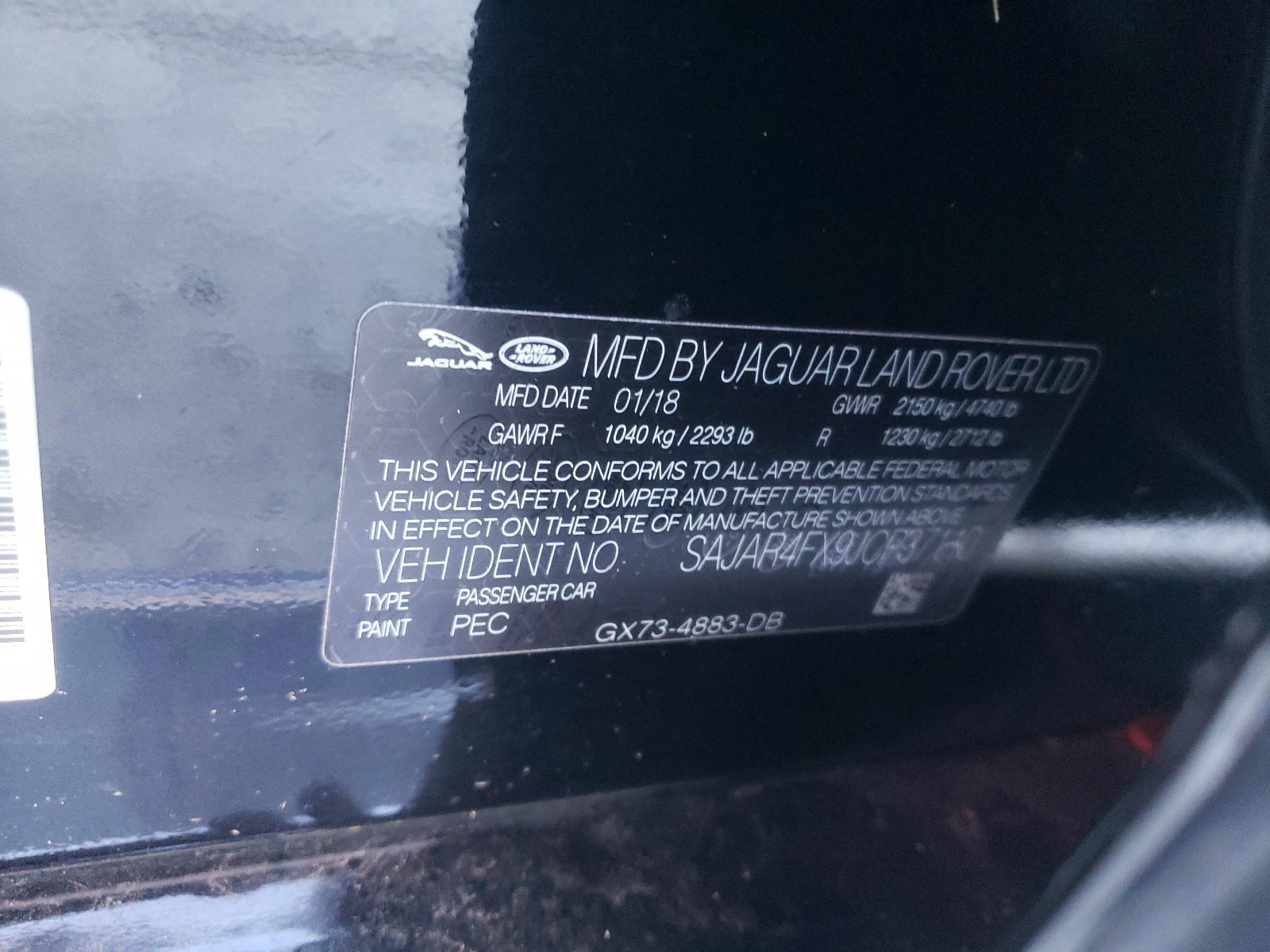Photo 10 from auction – 2018 JAGUAR XE with VIN SAJAR4FX9JCP37110