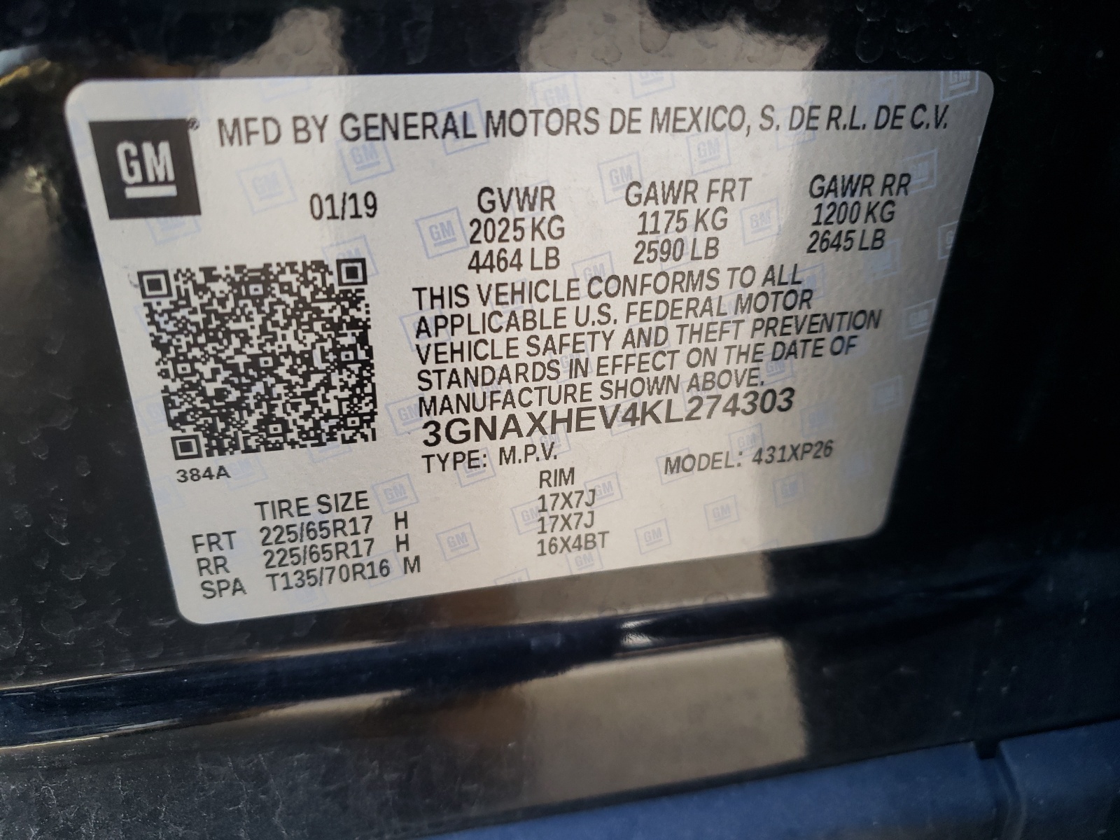 Photo 10 from auction – 2019 CHEVROLET EQUINOX LS with VIN 3GNAXHEV4KL274303