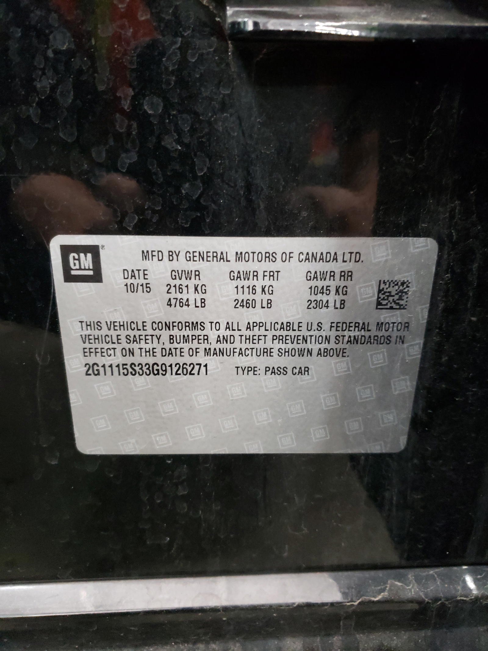 Photo 10 from auction – 2016 CHEVROLET IMPALA LT with VIN 2G1115S33G9126271