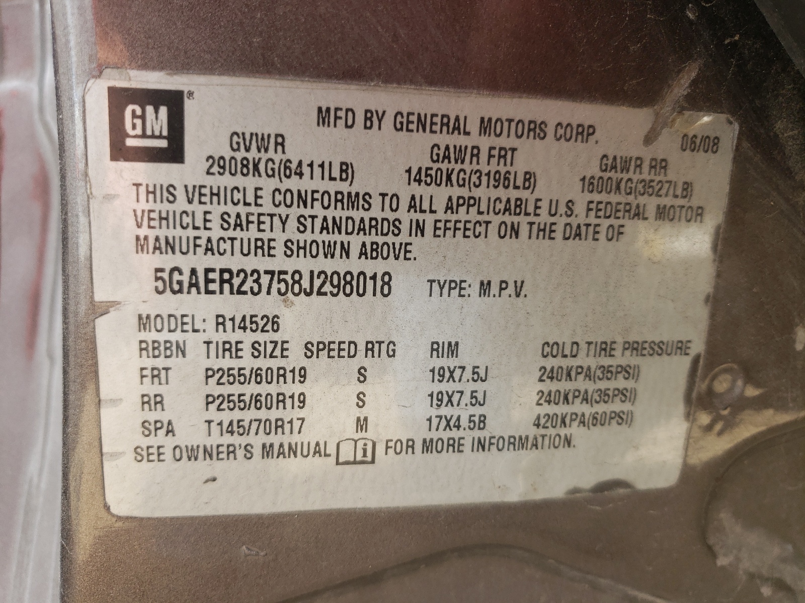 Фото 10 с аукциона – 2008 BUICK ENCLAVE CX с VIN 5GAER23758J298018