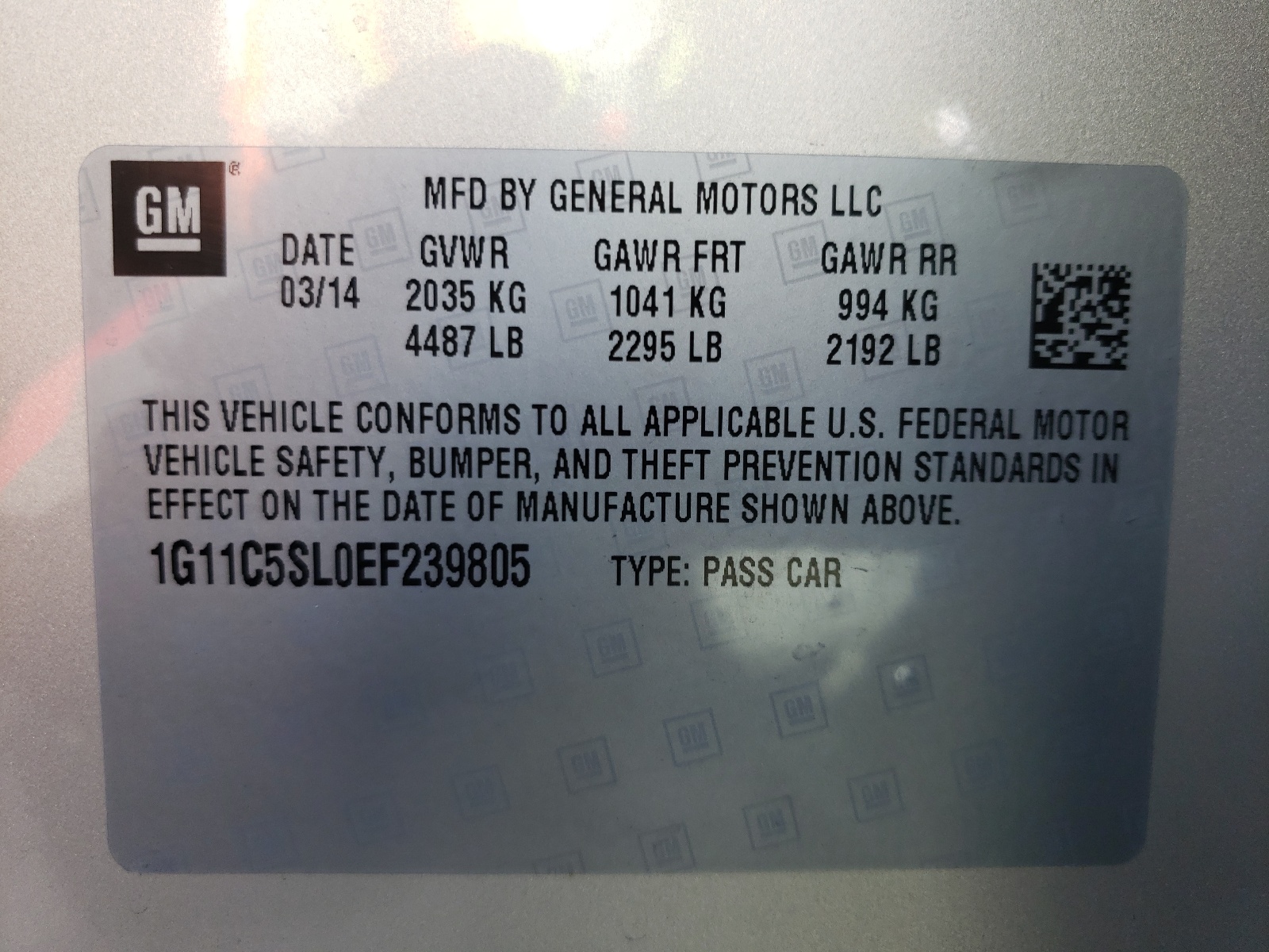 Photo 10 from auction – 2014 CHEVROLET MALIBU 1LT with VIN 1G11C5SL0EF239805