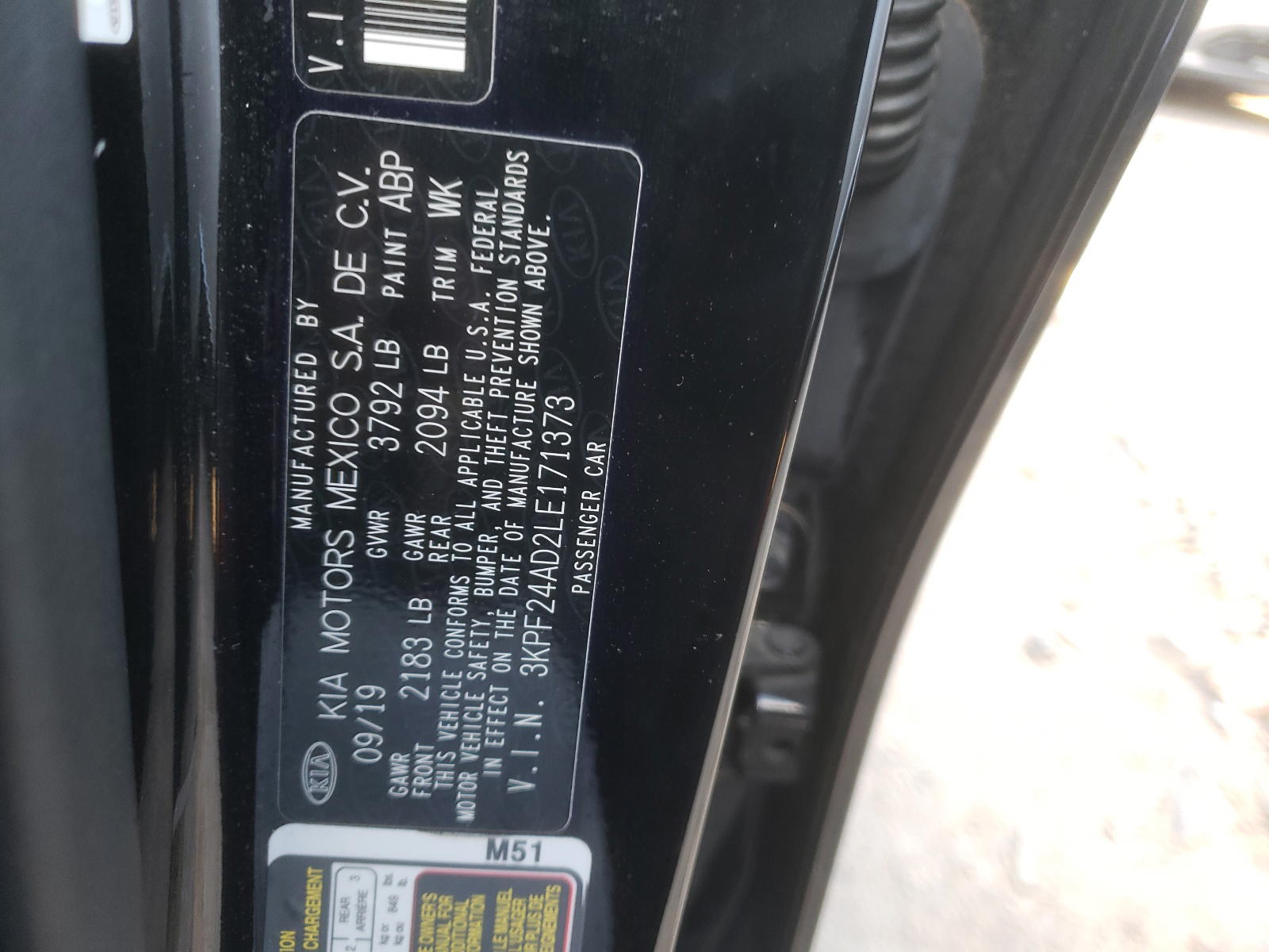 Photo 10 from auction – 2020 KIA FORTE with VIN 3KPF24AD2LE171373