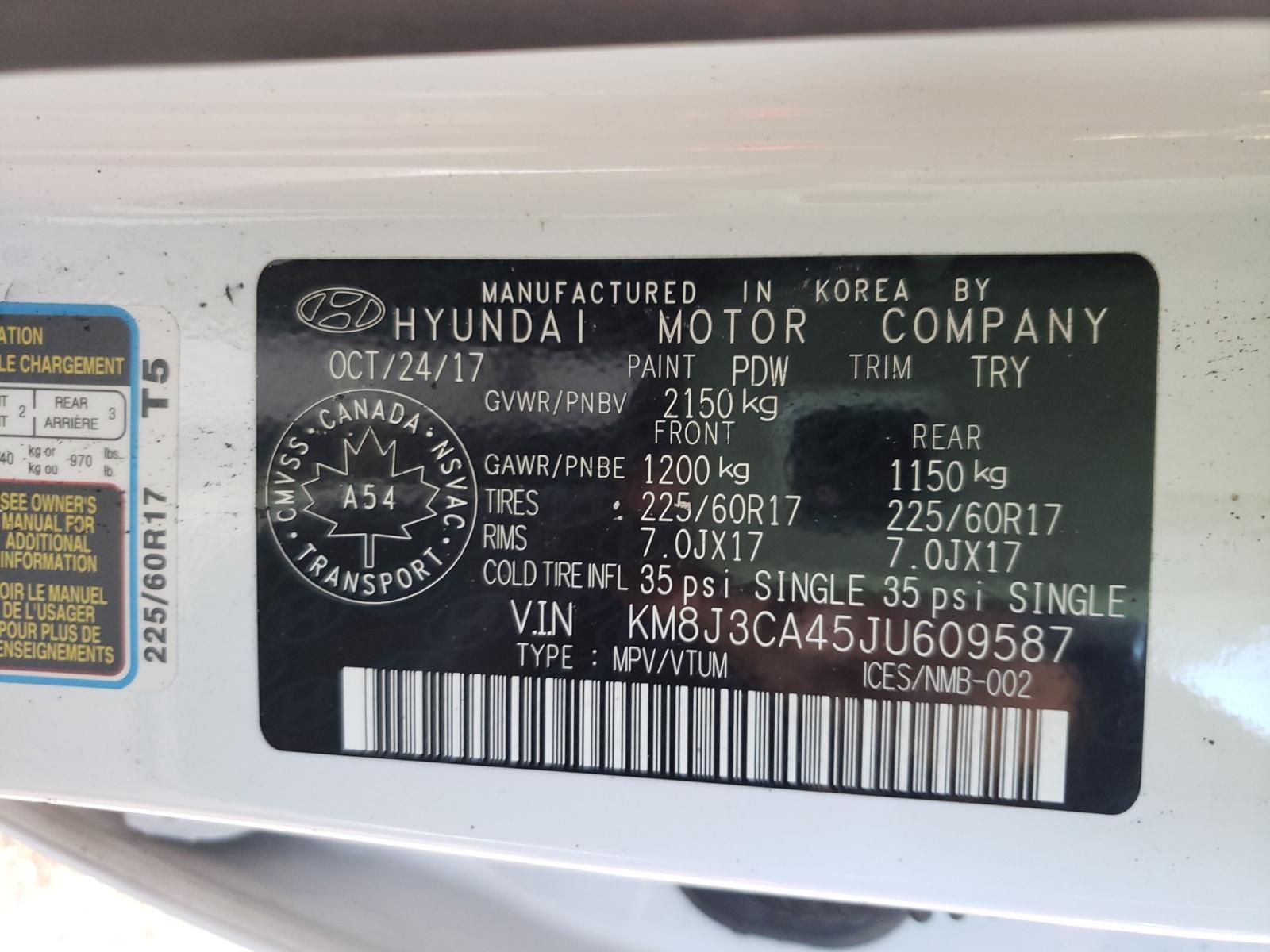 Photo 10 from auction – 2018 HYUNDAI TUCSON SEL with VIN KM8J3CA45JU609587