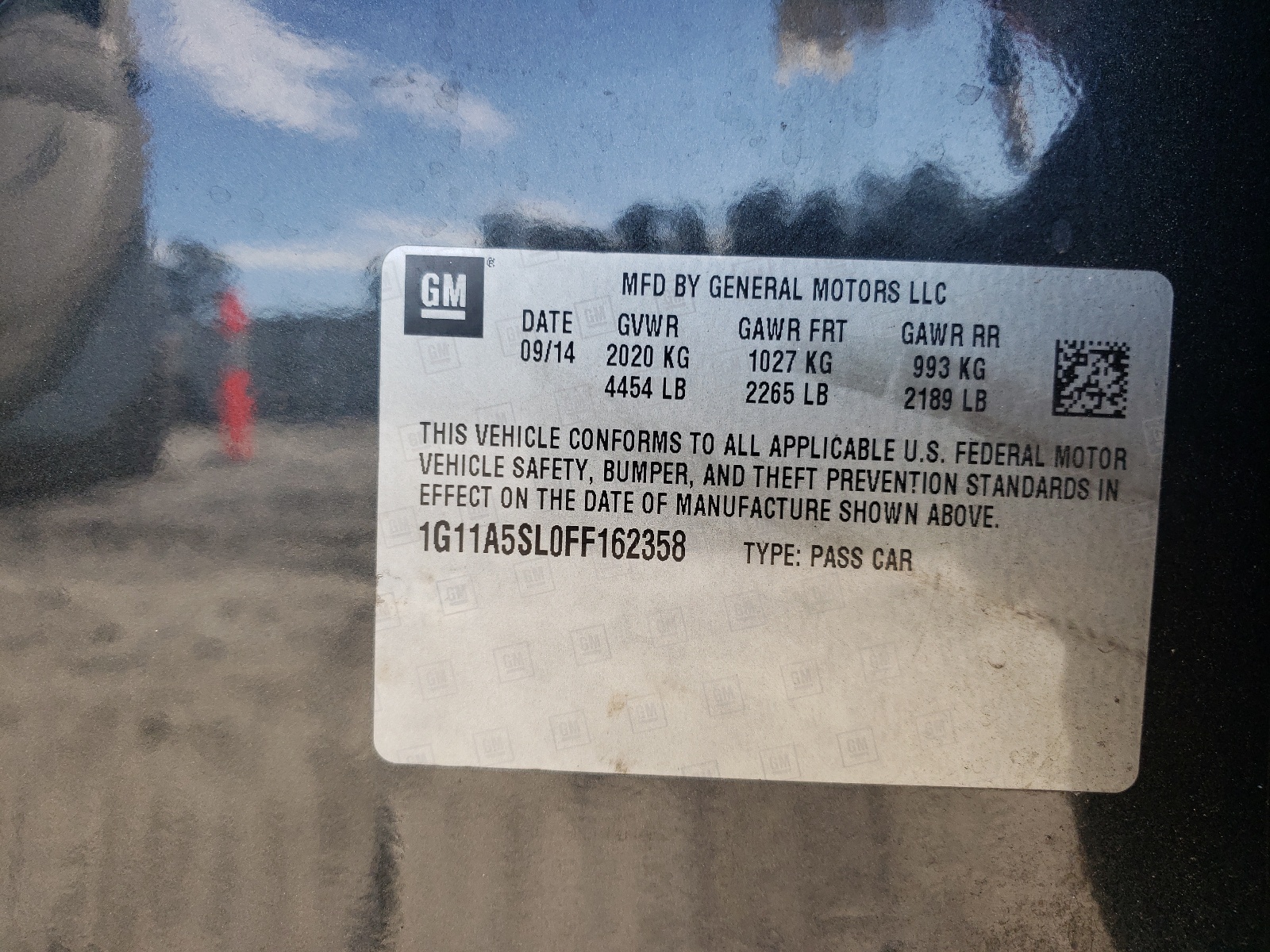 Photo 10 from auction – 2015 CHEVROLET MALIBU LS with VIN 1G11A5SL0FF162358