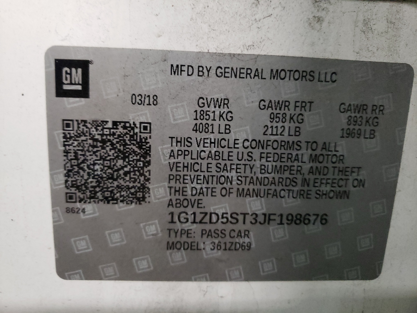 Photo 10 from auction – 2018 CHEVROLET MALIBU LT with VIN 1G1ZD5ST3JF198676