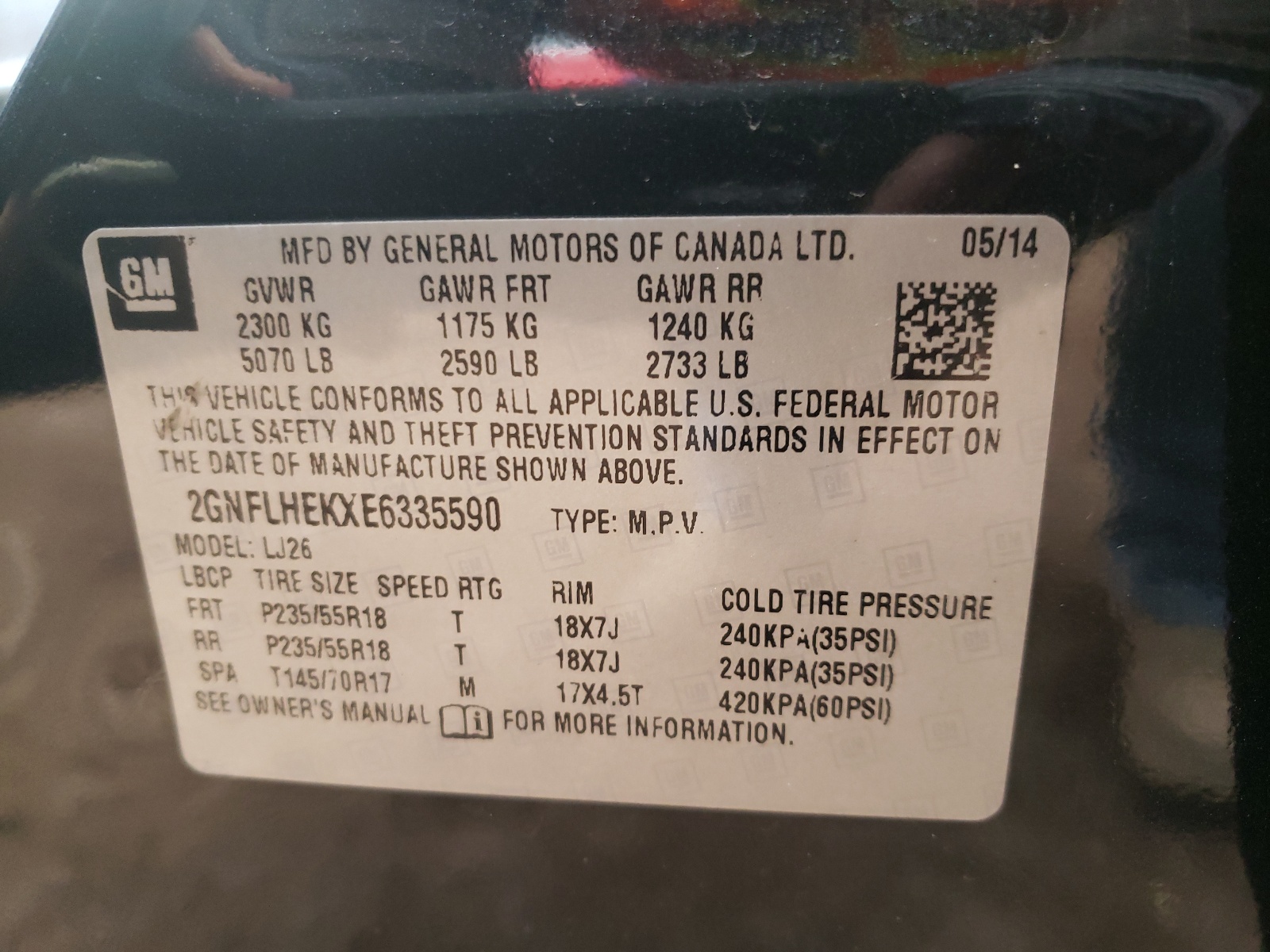 Photo 10 from auction – 2014 CHEVROLET EQUINOX LT with VIN 2GNFLHEKXE6335590