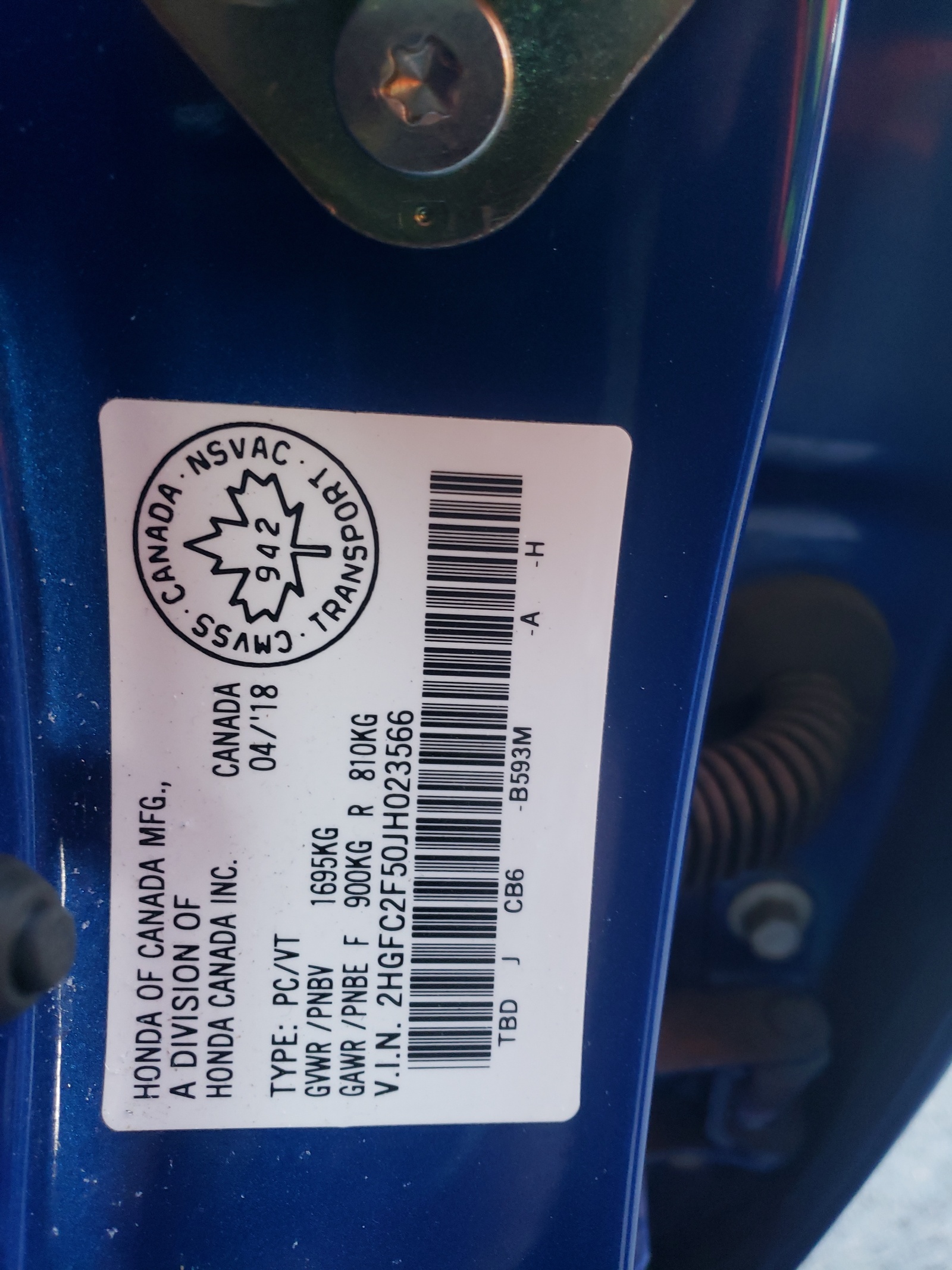 Photo 10 from auction – 2018 HONDA CIVIC LX with VIN 2HGFC2F50JH023566