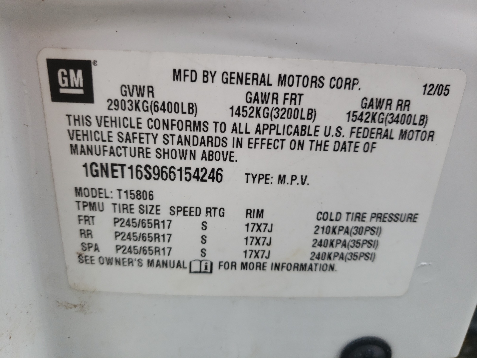 Photo 10 from auction – 2006 CHEVROLET TRAILBLAZE with VIN 1GNET16S966154246