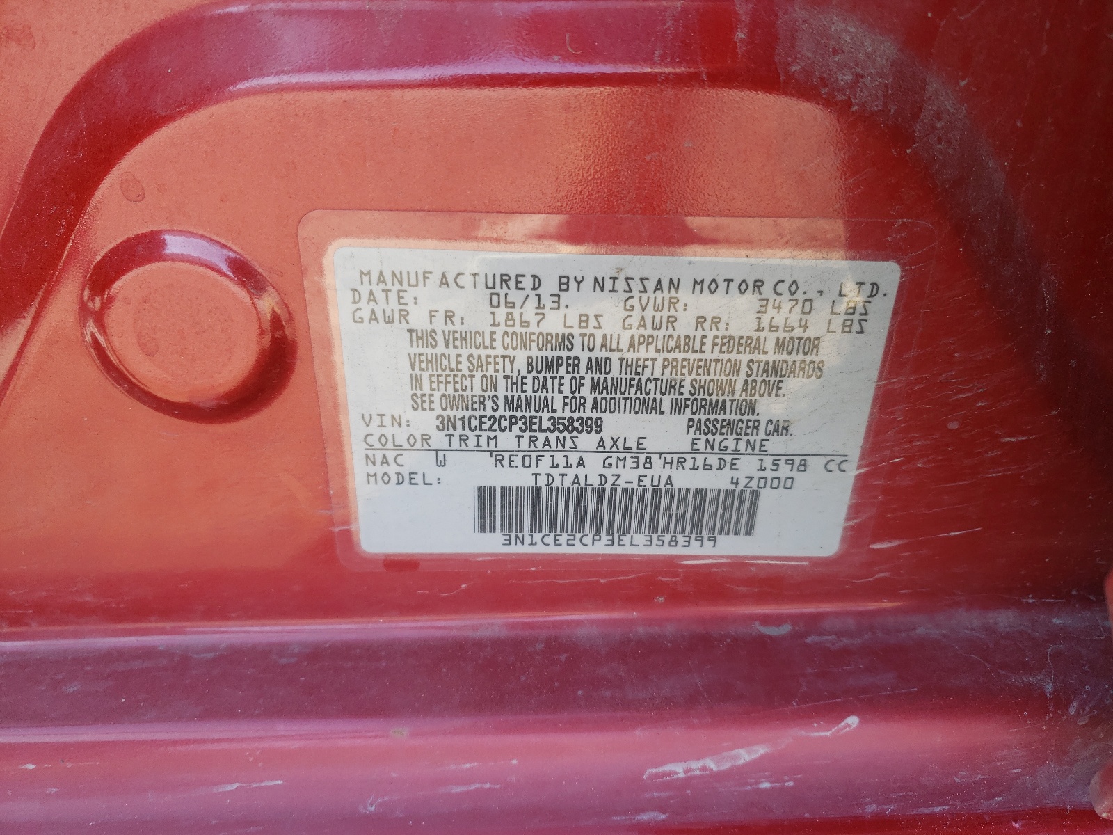 Photo 10 from auction – 2014 NISSAN VERSA NOTE with VIN 3N1CE2CP3EL358399