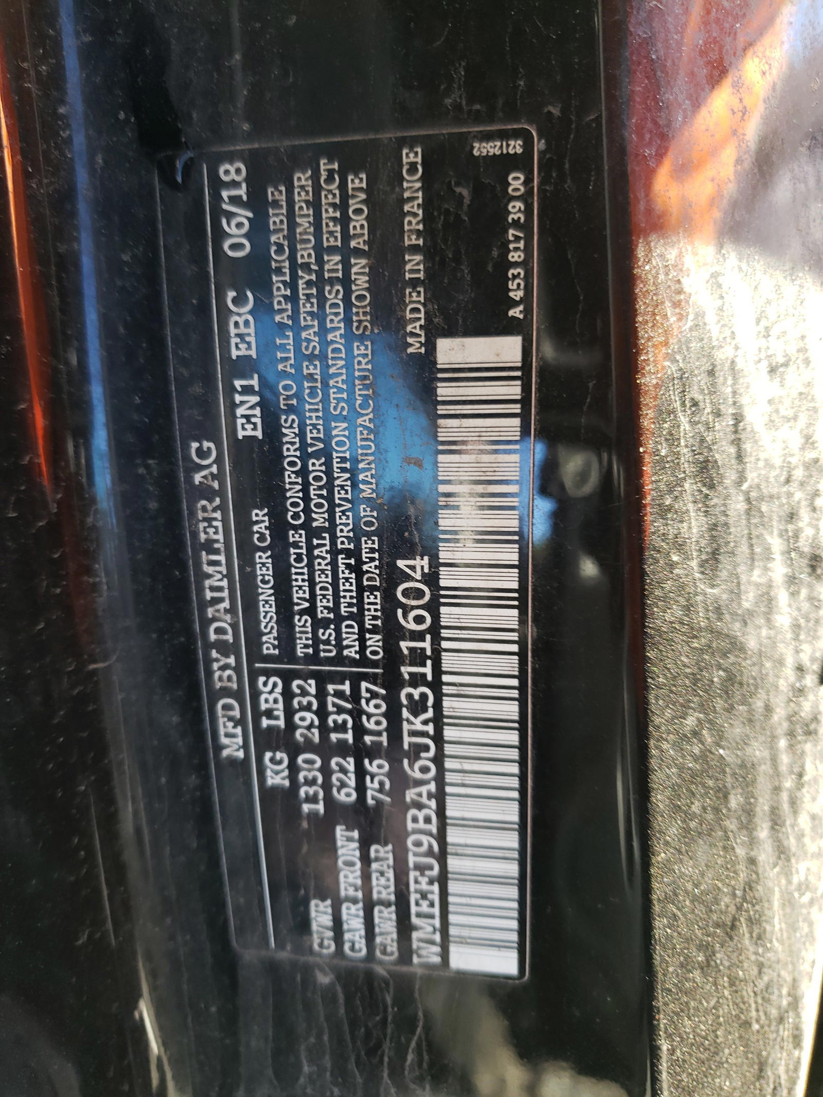 Photo 10 from auction – 2018 SMART FORTWO with VIN WMEFJ9BA6JK311604