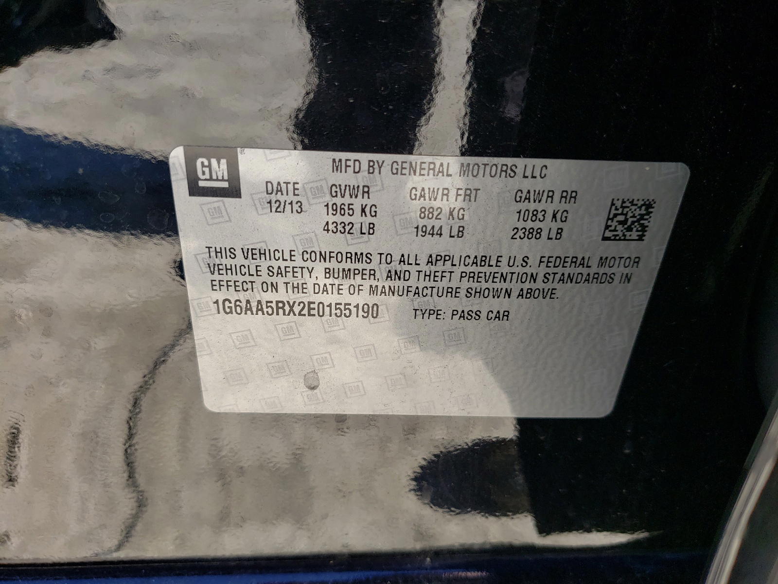 Photo 10 from auction – 2014 CADILLAC ATS with VIN 1G6AA5RX2E0155190