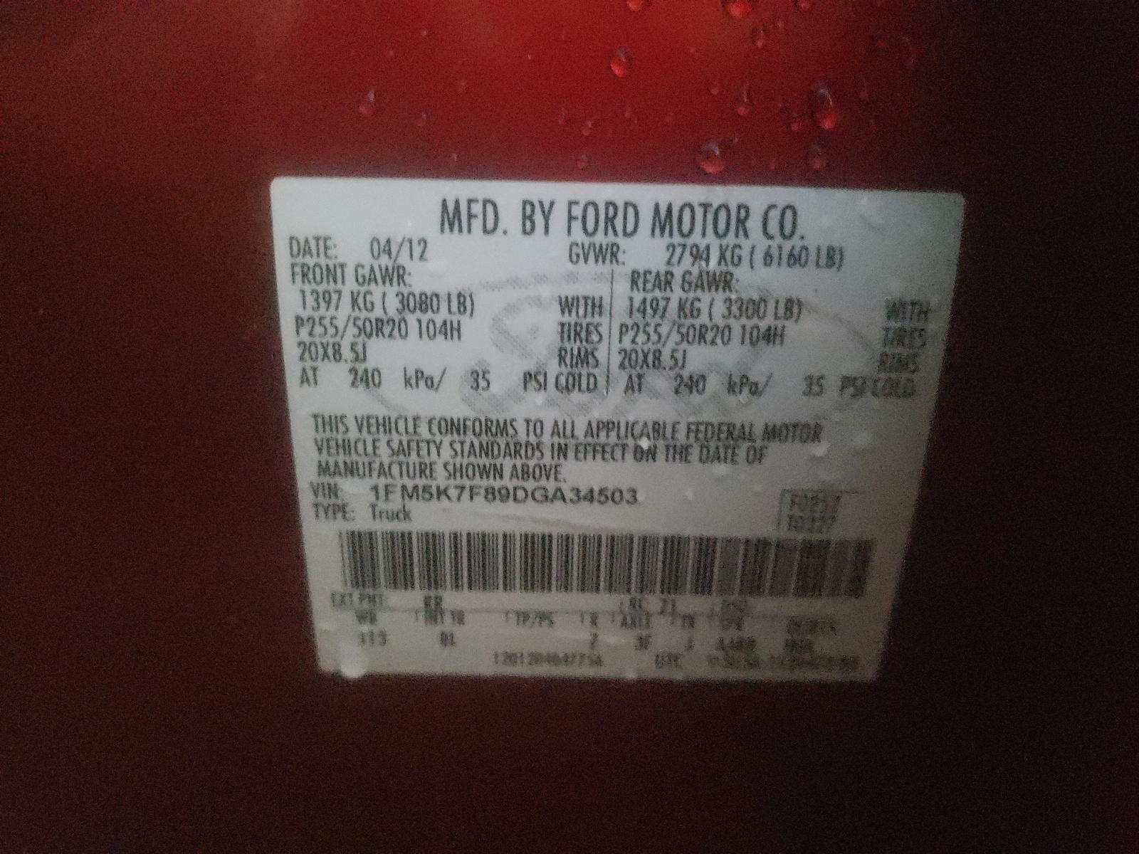 Photo 10 from auction – 2013 FORD EXPLORER L with VIN 1FM5K7F89DGA34503
