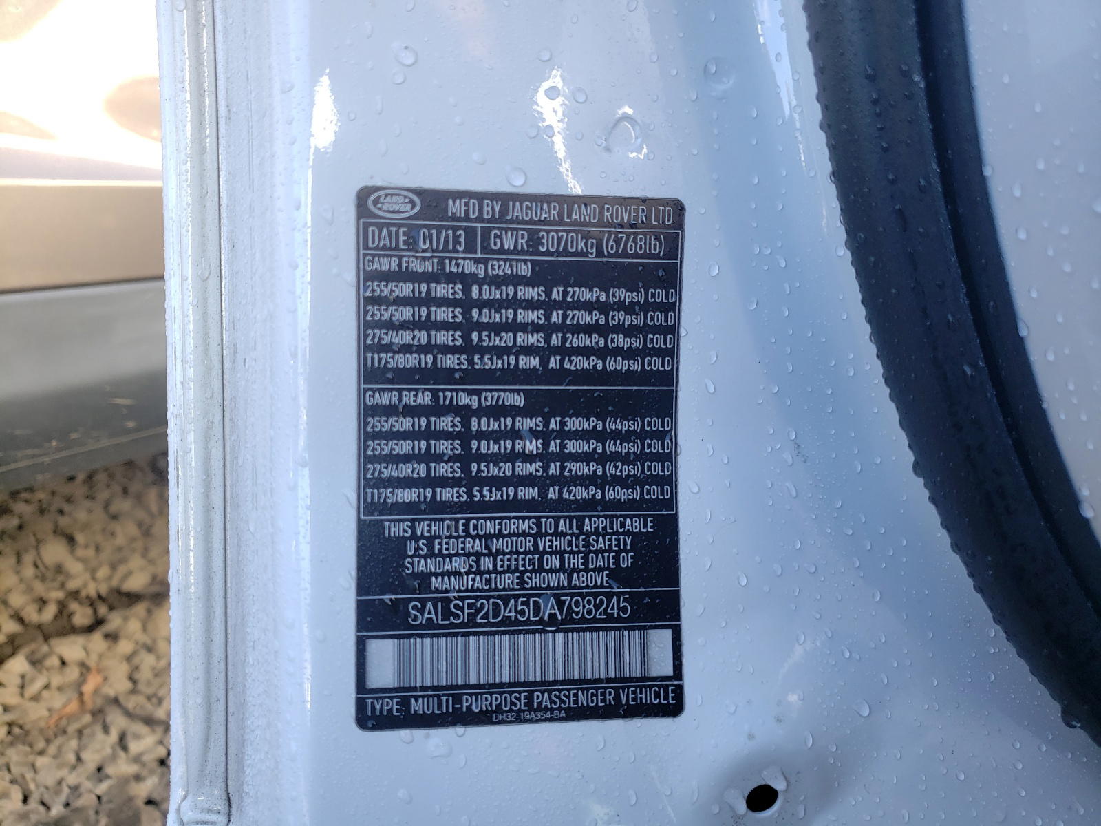 Photo 10 from auction – 2013 LAND ROVER RANGE ROVE with VIN SALSF2D45DA798245