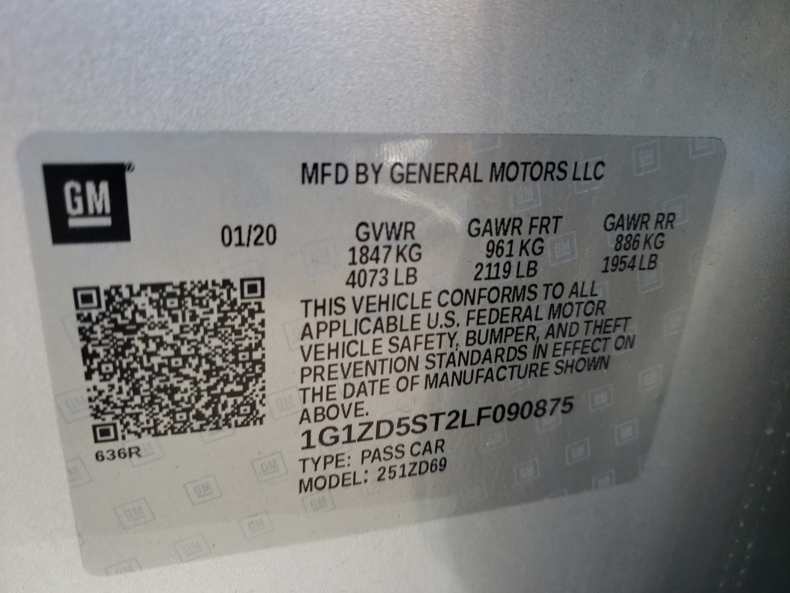 Photo 10 from auction – 2020 CHEVROLET MALIBU LT with VIN 1G1ZD5ST2LF090875