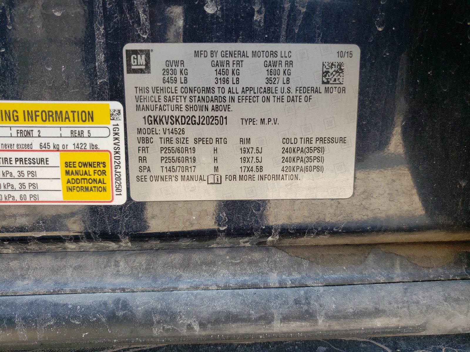 Photo 10 from auction – 2016 GMC ACADIA SLT with VIN 1GKKVSKD2GJ202501