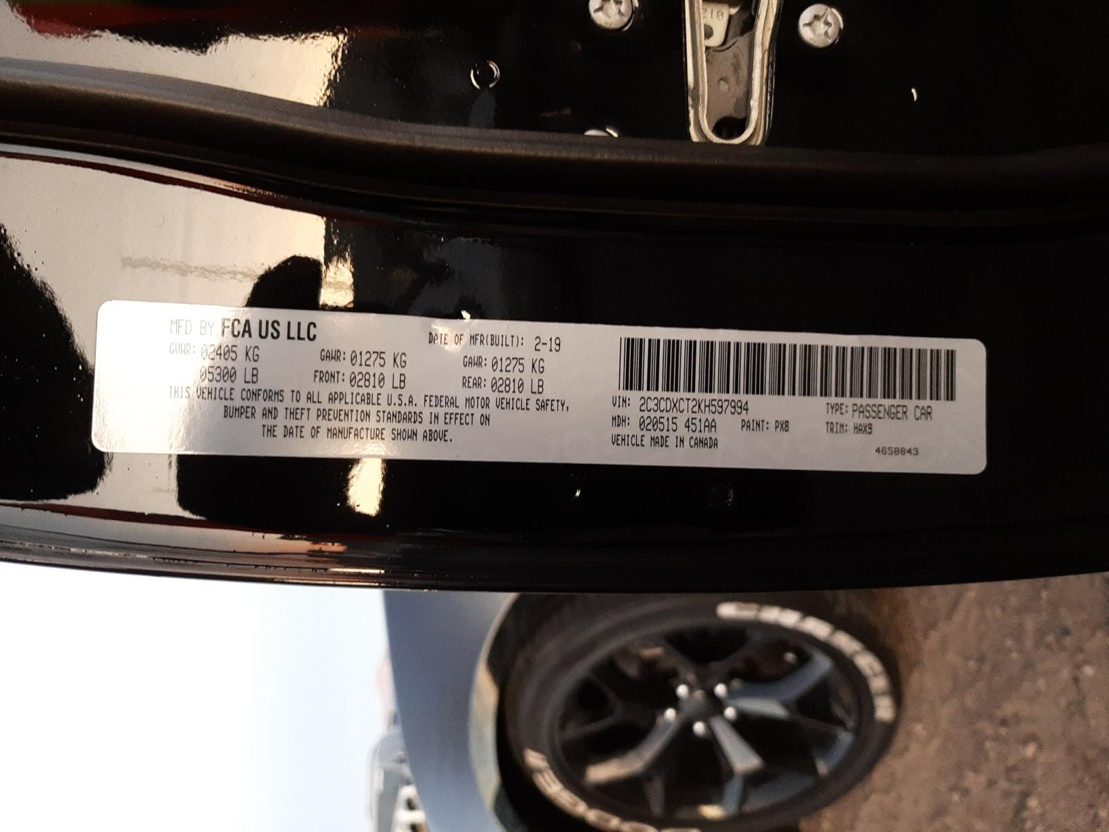 Photo 10 from auction – 2019 DODGE CHARGER R/ with VIN 2C3CDXCT2KH597994