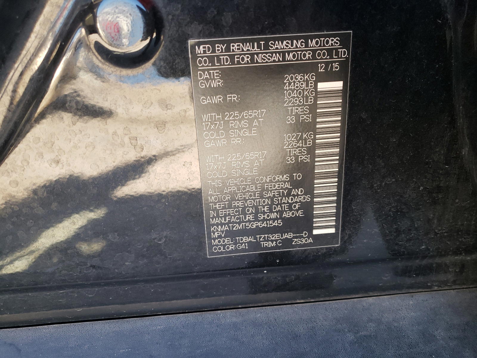 Photo 10 from auction – 2016 NISSAN ROGUE S with VIN KNMAT2MT5GP641545