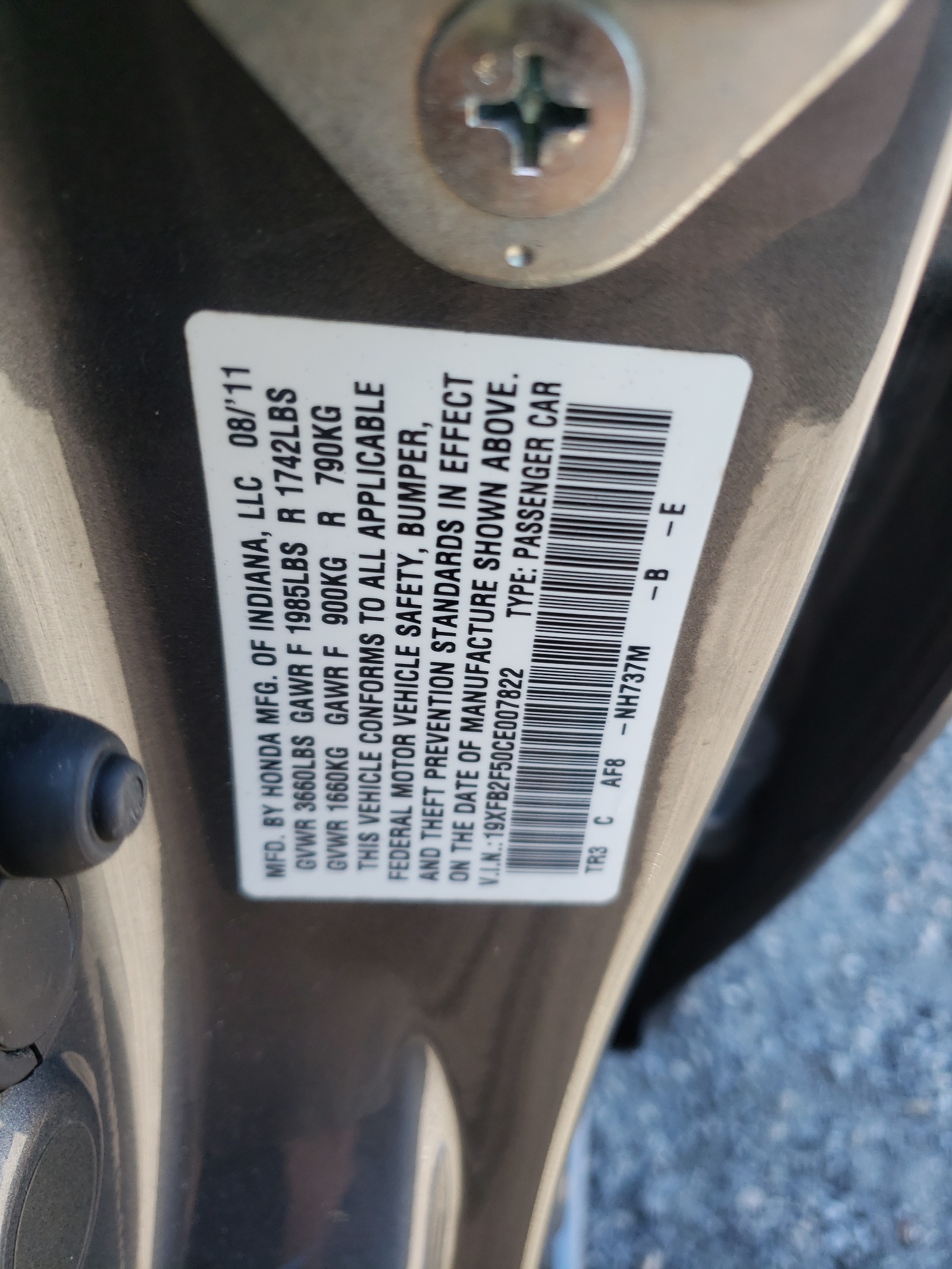 Photo 10 from auction – 2006 HONDA CIVIC LX with VIN 19XFB2F50CE007822
