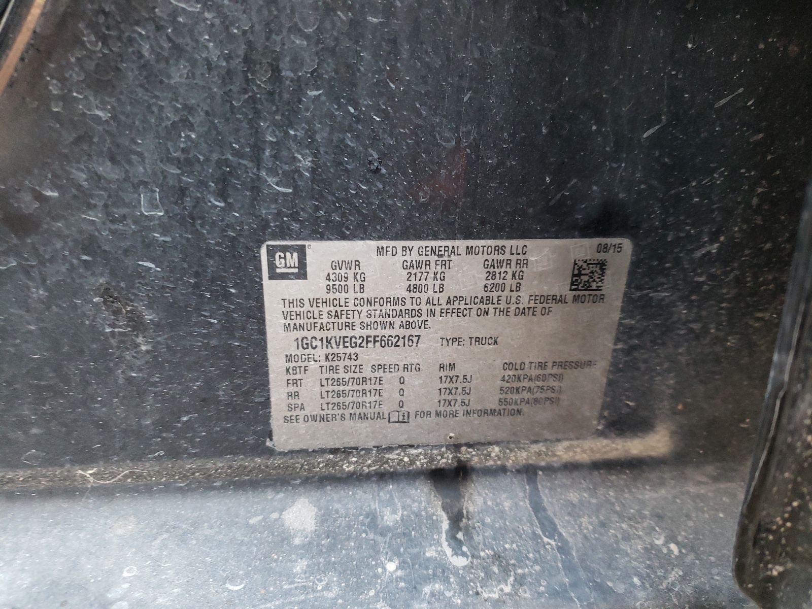 Photo 10 from auction – 2015 CHEVROLET SILVERADO with VIN 1GC1KVEG2FF662167