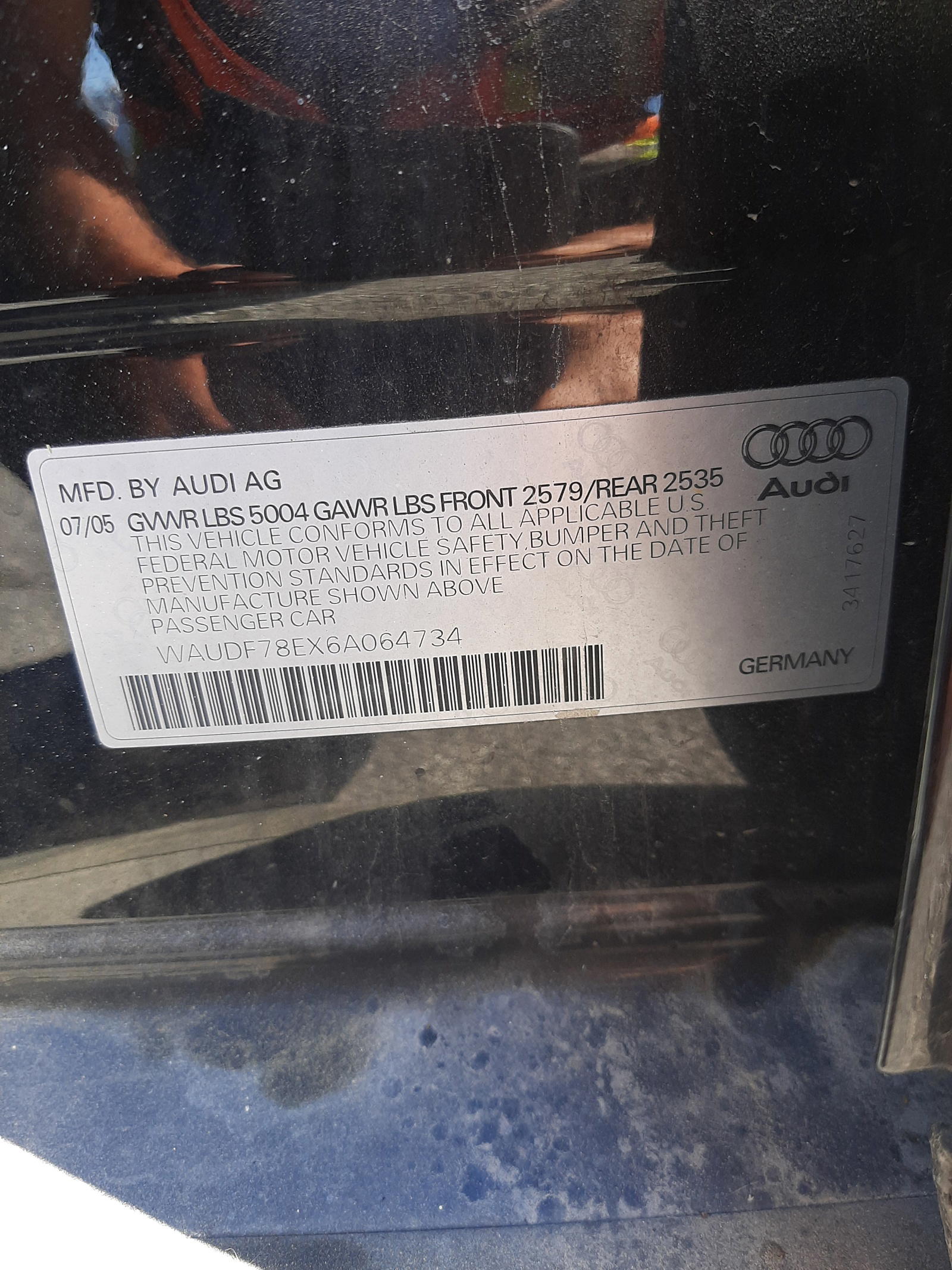 Photo 10 from auction – 2006 AUDI A4 2.0T QU with VIN WAUDF78EX6A064734