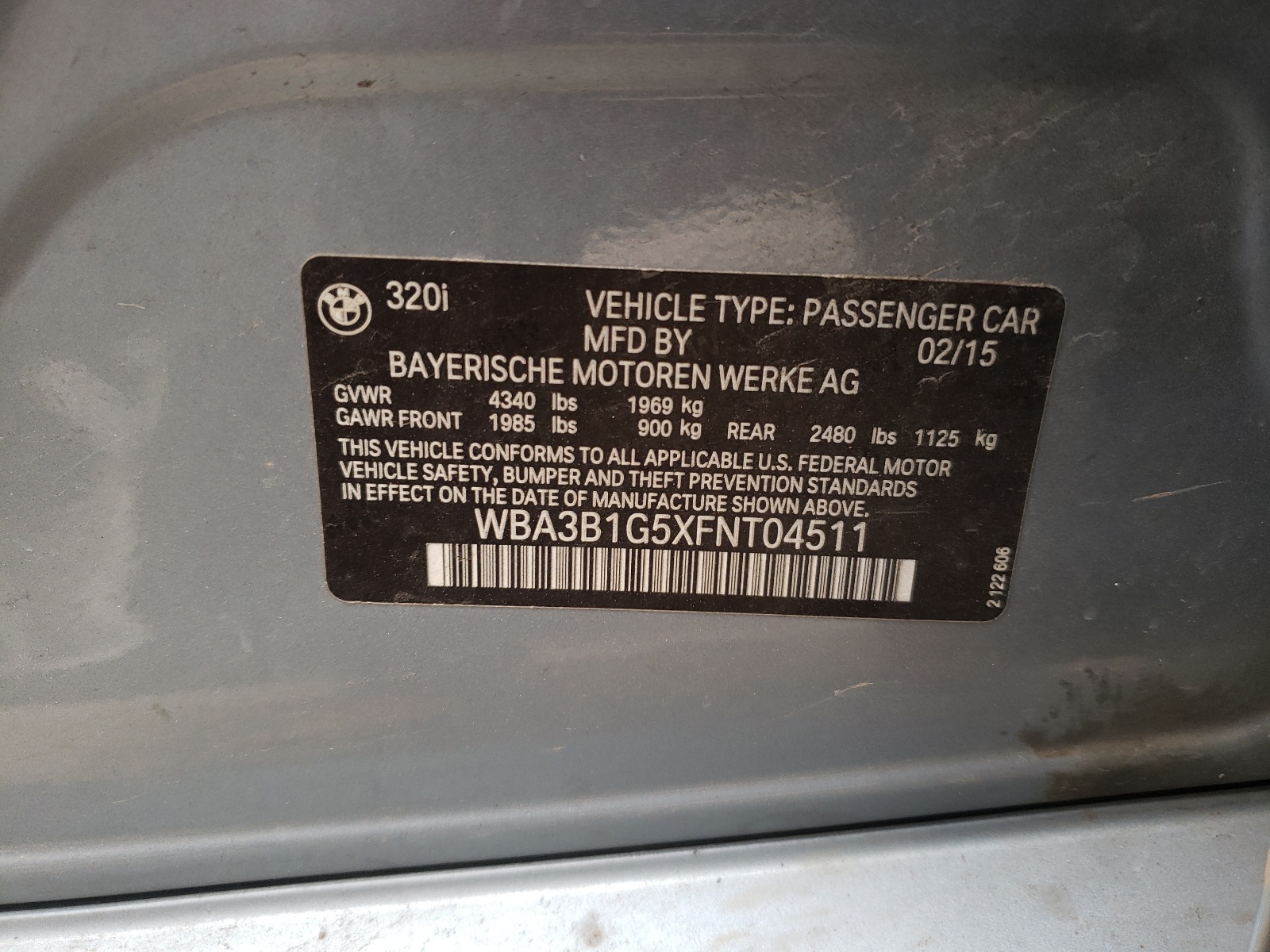 Zdjęcie 10 z aukcji – 2015 BMW 320 I z VIN WBA3B1G5XFNT04511