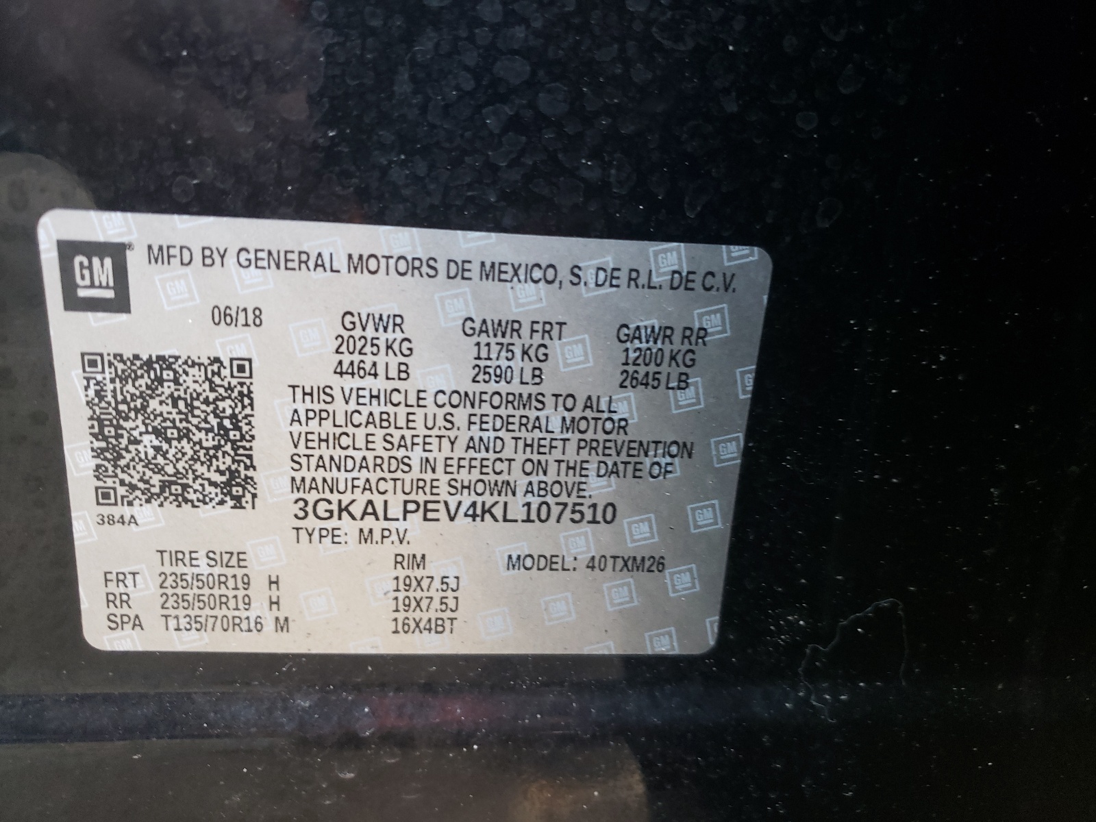 Photo 10 from auction – 2019 GMC TERRAIN SL with VIN 3GKALPEV4KL107510