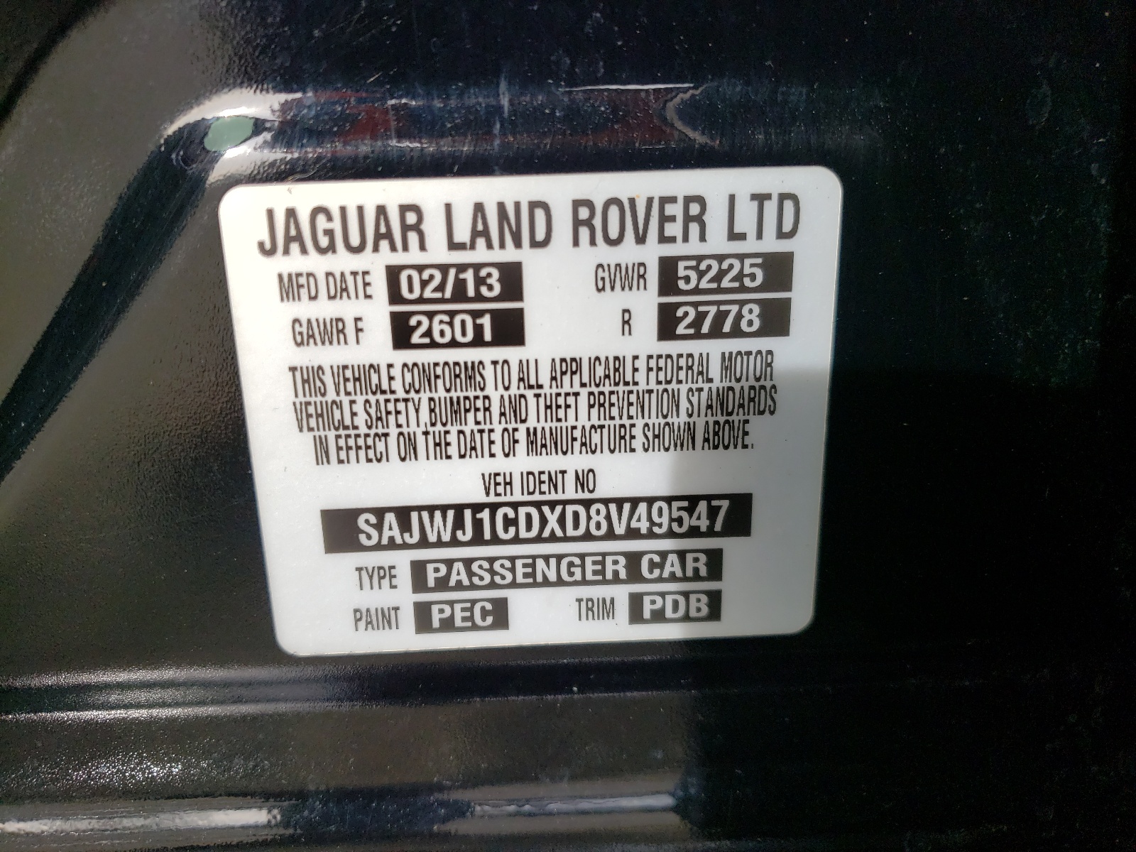 Zdjęcie 10 z aukcji – 2013 JAGUAR XJ z VIN SAJWJ1CDXD8V49547