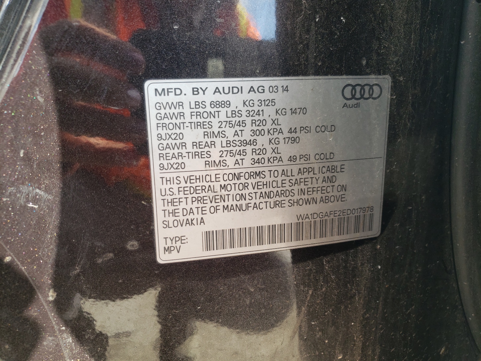 Foto 10 de la subasta – 2014 AUDI Q7 PRESTIG con VIN WA1DGAFE2ED017978