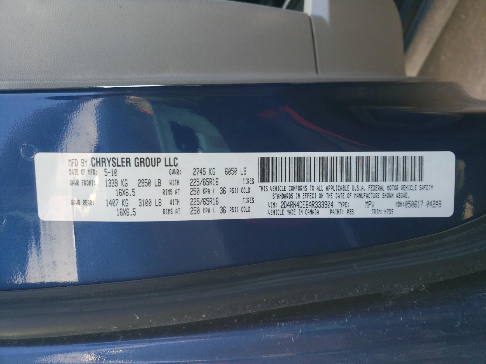 Photo 10 from auction – 2010 DODGE GRAND CARA with VIN 2D4RN4DE8AR333904