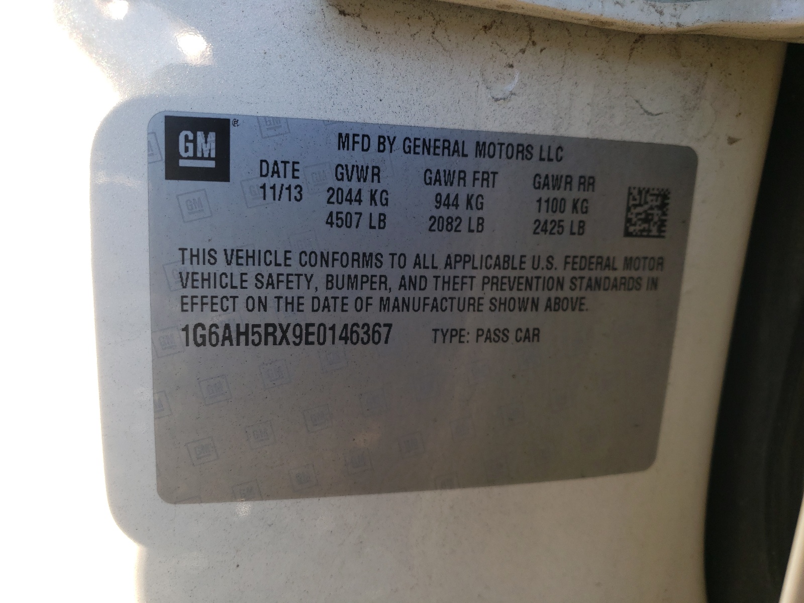 Photo 10 from auction – 2014 CADILLAC ATS LUXURY with VIN 1G6AH5RX9E0146367