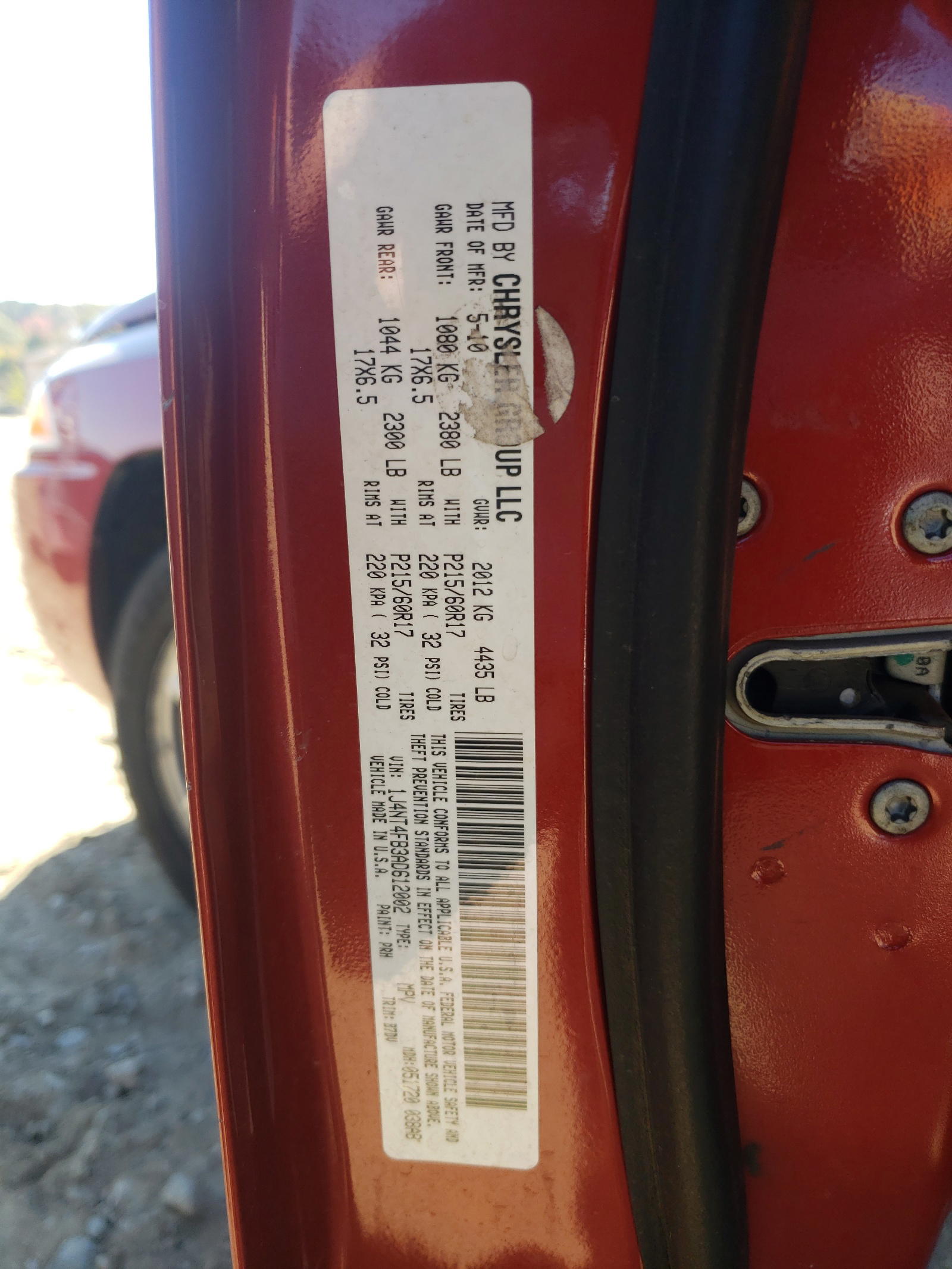 Photo 10 from auction – 2010 JEEP COMPASS SP with VIN 1J4NT4FB3AD612002